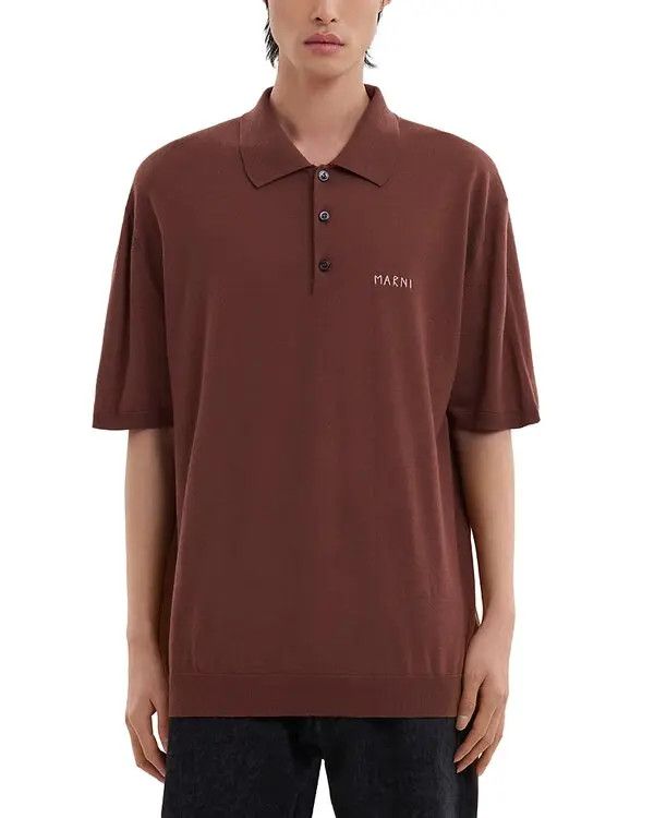 Marni o1w1db11125 Fine Wool Polo Shirt in Brown Size US L / EU 52-54 / 3 - 2 Thumbnail