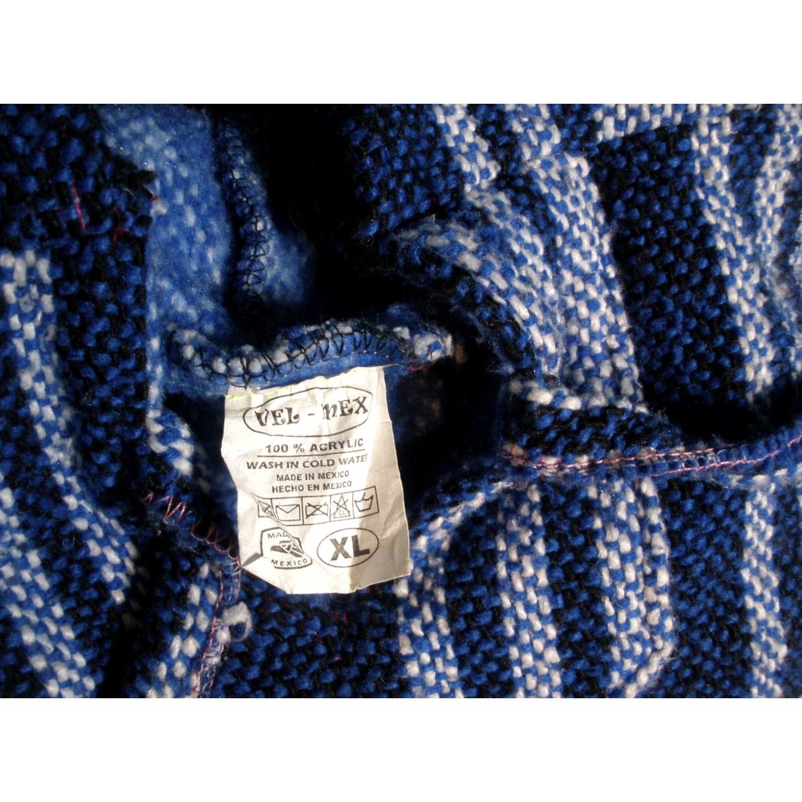 Vintage Vel Mex Pullover Hoodie Adult M/L Striped Blue/White Hooded Baja Beach Hippie Knit Acrylic Spring Fall Winter Jacket Shirt category: Hoodie Size US M / EU 48-50 / 2 - 4 Thumbnail