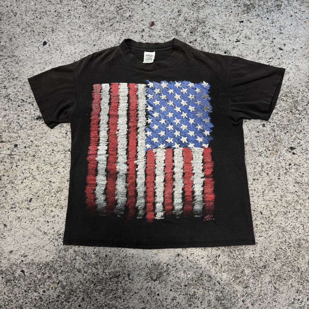 Vintage 90s Faded Thrashed American Flag Tee ERD Grunge Biker Size US L / EU 52-54 / 3 - 4 Thumbnail