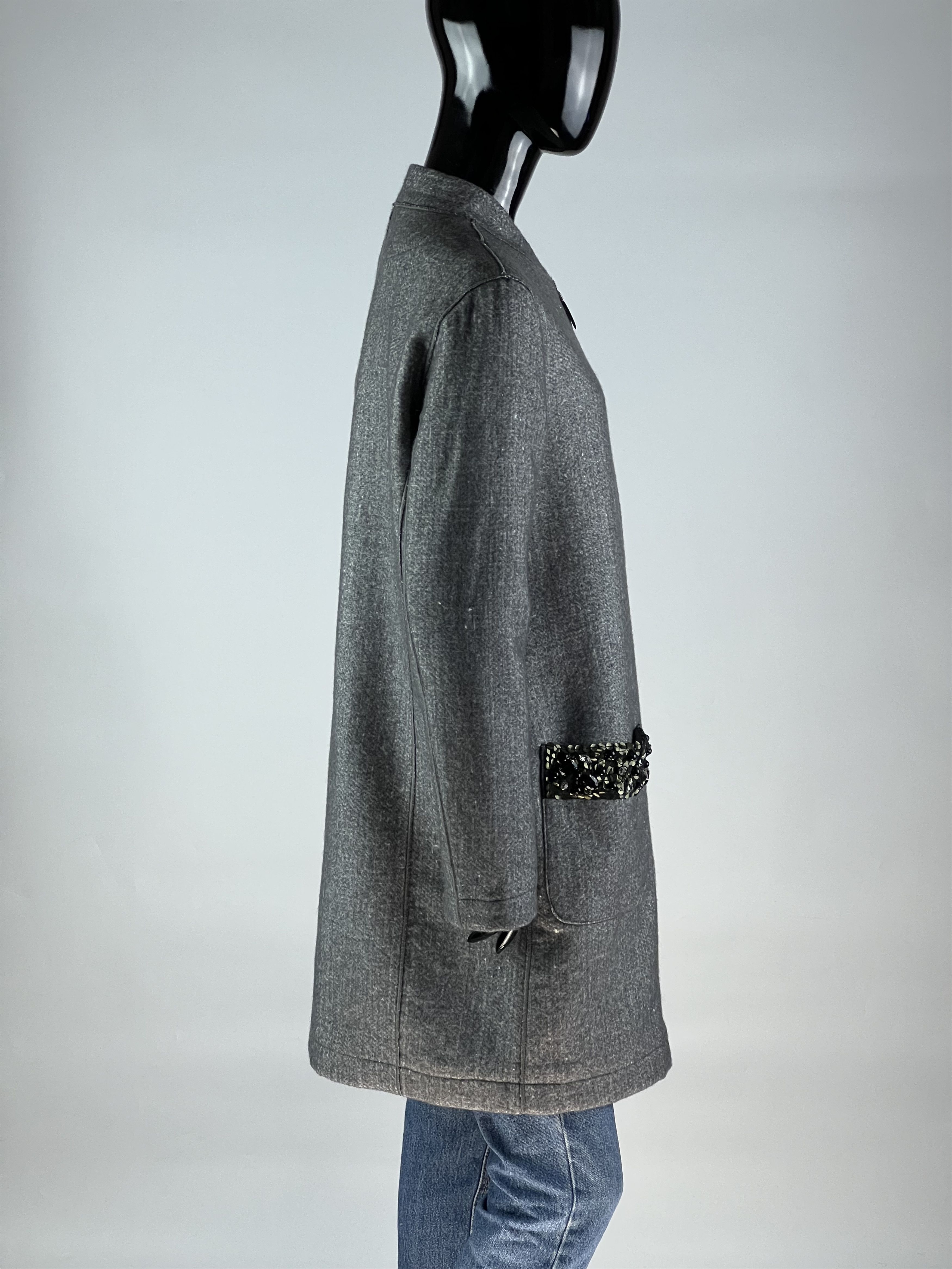 Designer Laurel Linen Virgin Wool Coat Sequins Rhinestone US6 GB10 Size M / US 6-8 / IT 42-44 - 2 Thumbnail