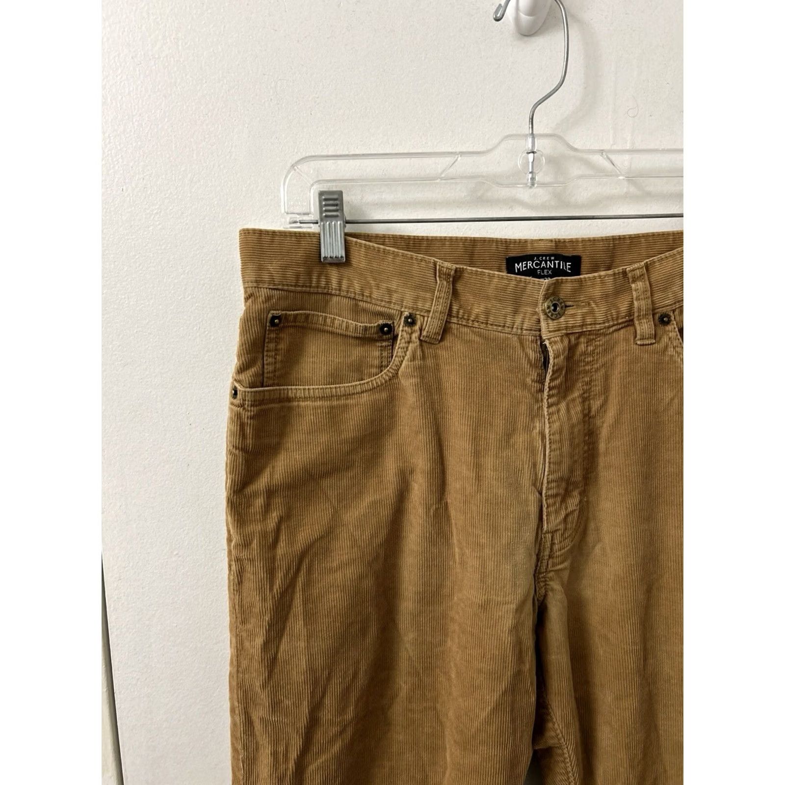 Vintage VINTAGE? No. J Crew Mercantile Flex Corduroy Pants Mens 32x30 Tan Straight Leg Trousers Size US 32 / EU 48 - 4 Thumbnail