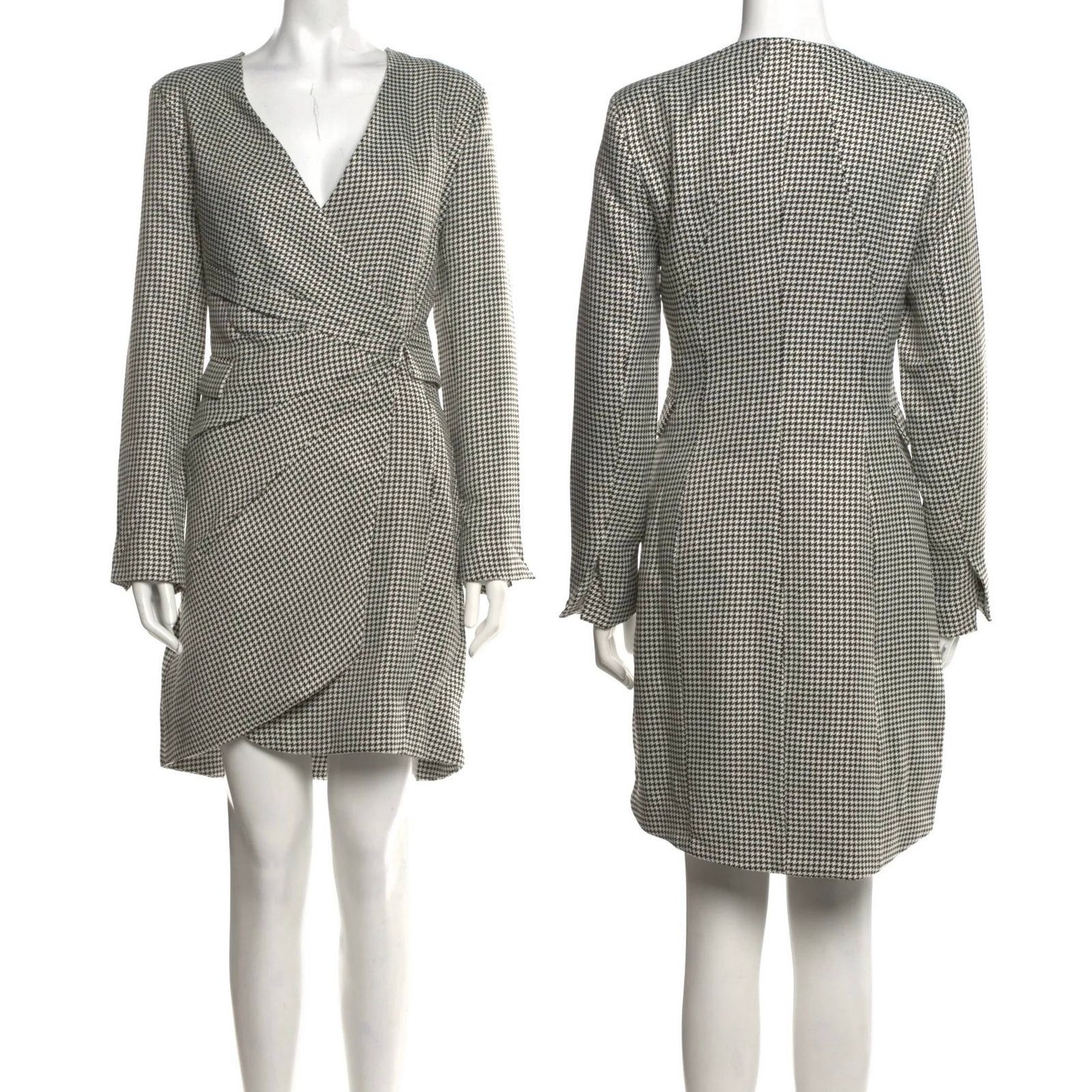 Jason Wu Jason Wu Houndstooth Asymmetrical Pleated Blazer Wrap Dress Size S / US 4 / IT 40 - 9 Thumbnail