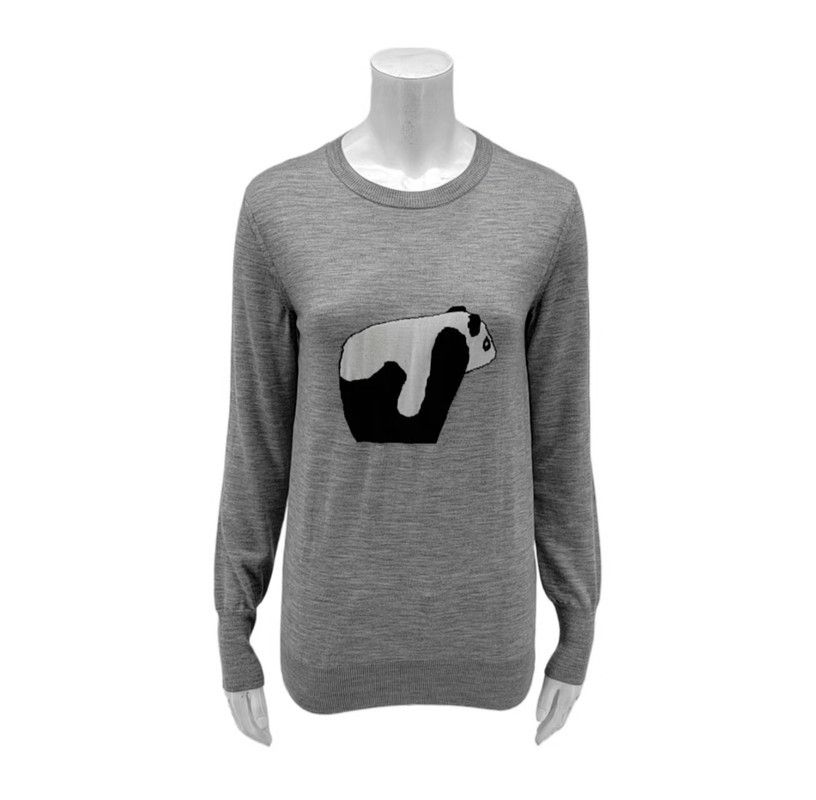 Loewe Loewe Gray Wool Long-Sleeve Sweater with Panda Design 0089 Size XS / US 0-2 / IT 36-38 - 1 Thumbnail