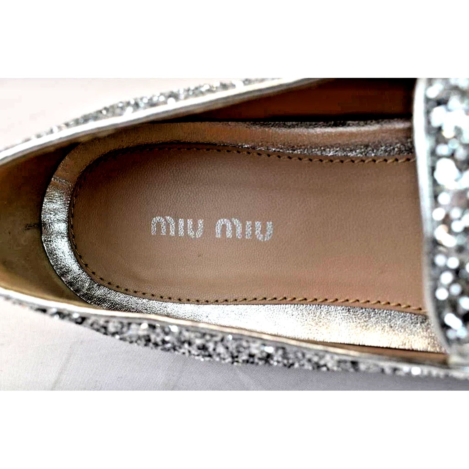 Miu Miu MIU MIU PRADA SILVER GLITTER METAL CAP TOE LOGO SNEAKERS 41 Size US 11 / IT 41 - 7 Thumbnail