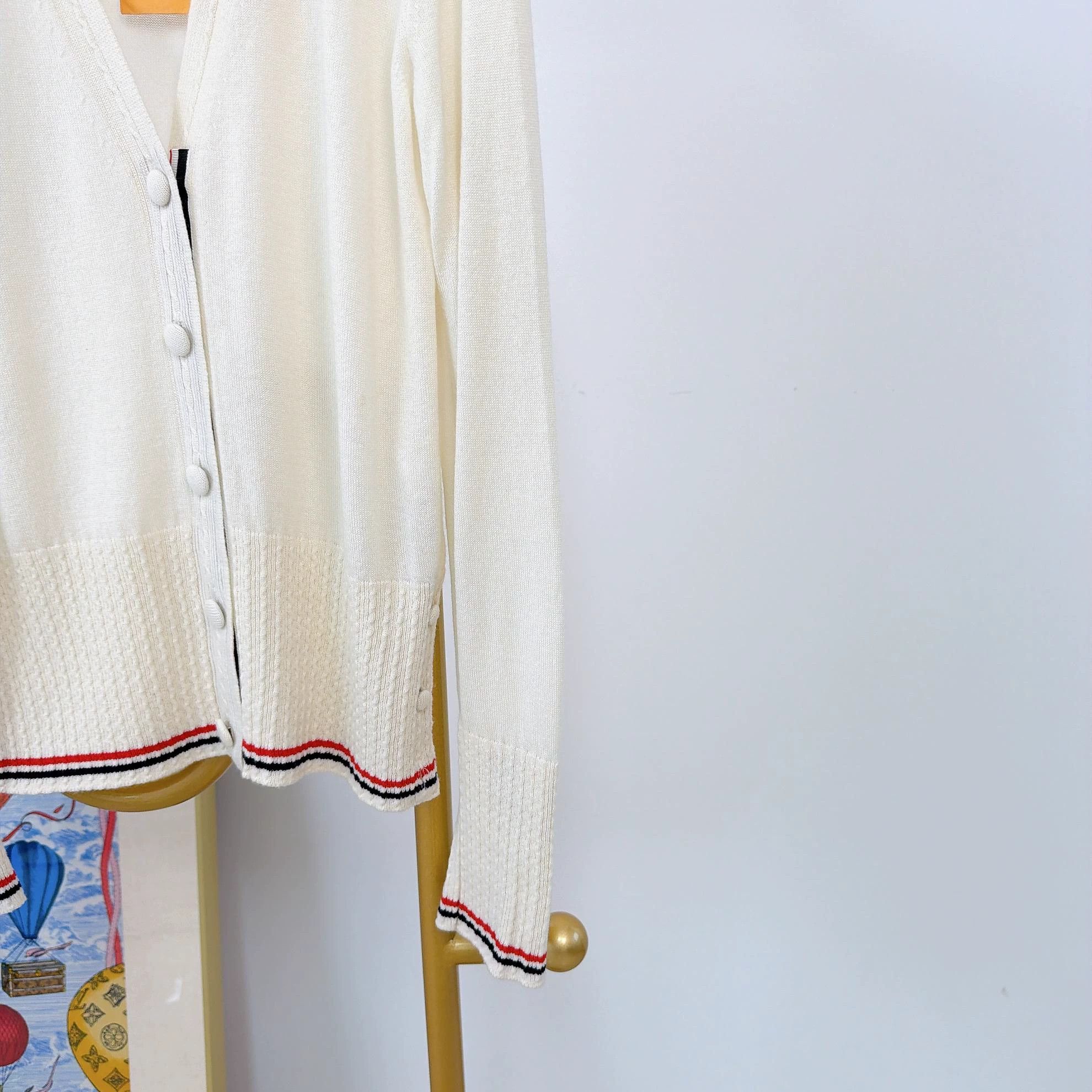 Thom Browne Thom Browne Beige Knit Cardigan 42 NWOT Size L / US 10 / IT 46 - 4 Thumbnail
