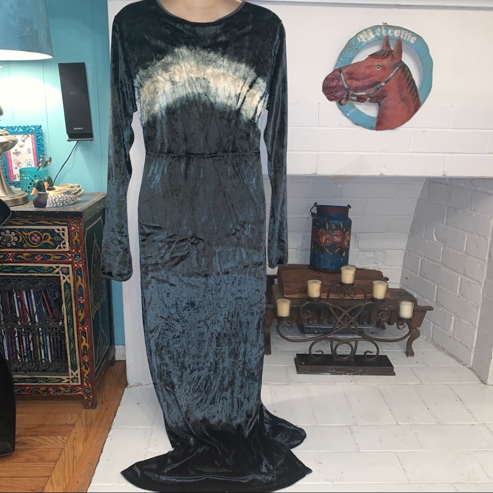 Other VINTAGE 90’s NWT UNWORN CRUSHED VELVET MAXIDRESS M Size M / US 6-8 / IT 42-44 - 3 Thumbnail