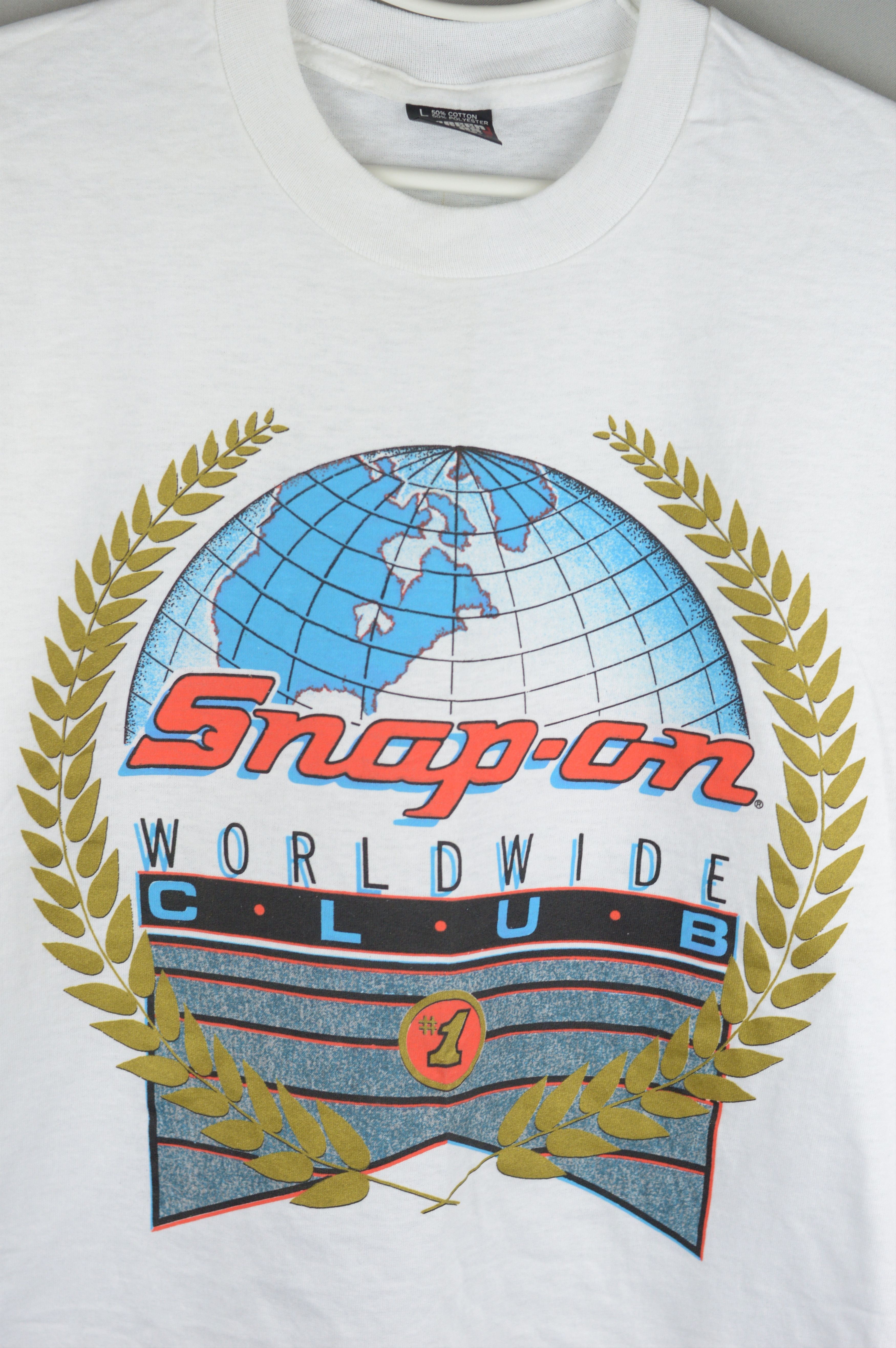 Vintage Vintage Snap On Worldwide Club 90s t shirt Size US L / EU 52-54 / 3 - 2 Thumbnail