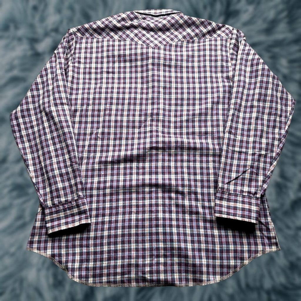 Wrangler VINTAGE Wrangler Western Pearl Snap Plaid Shirt Mens XL Long Sleeve Red White Blue Pocketed 80s 90s Cowboy Crowd Size US XL / EU 56 / 4 - 1 Thumbnail