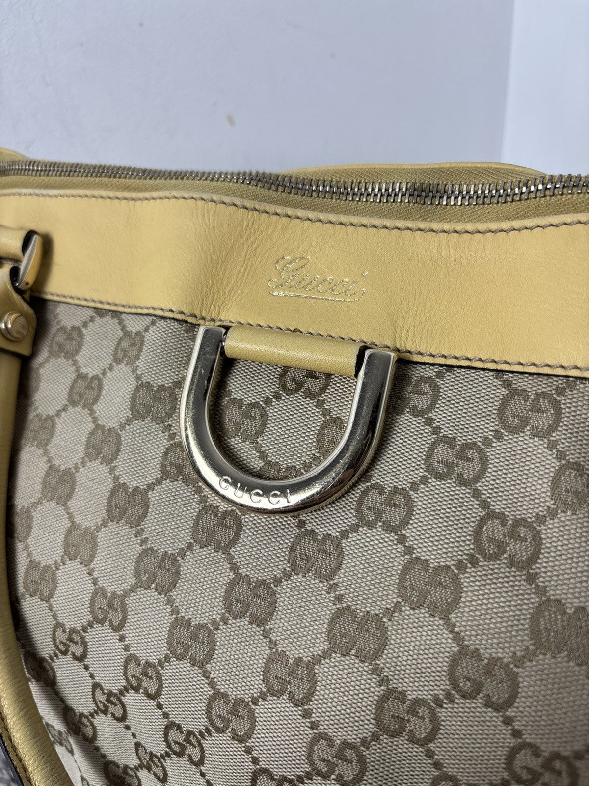 Gucci GUCCI GG Canvas Tote Bag Beige Gold Auth th540 Golden boston Size ONE SIZE - 4 Thumbnail