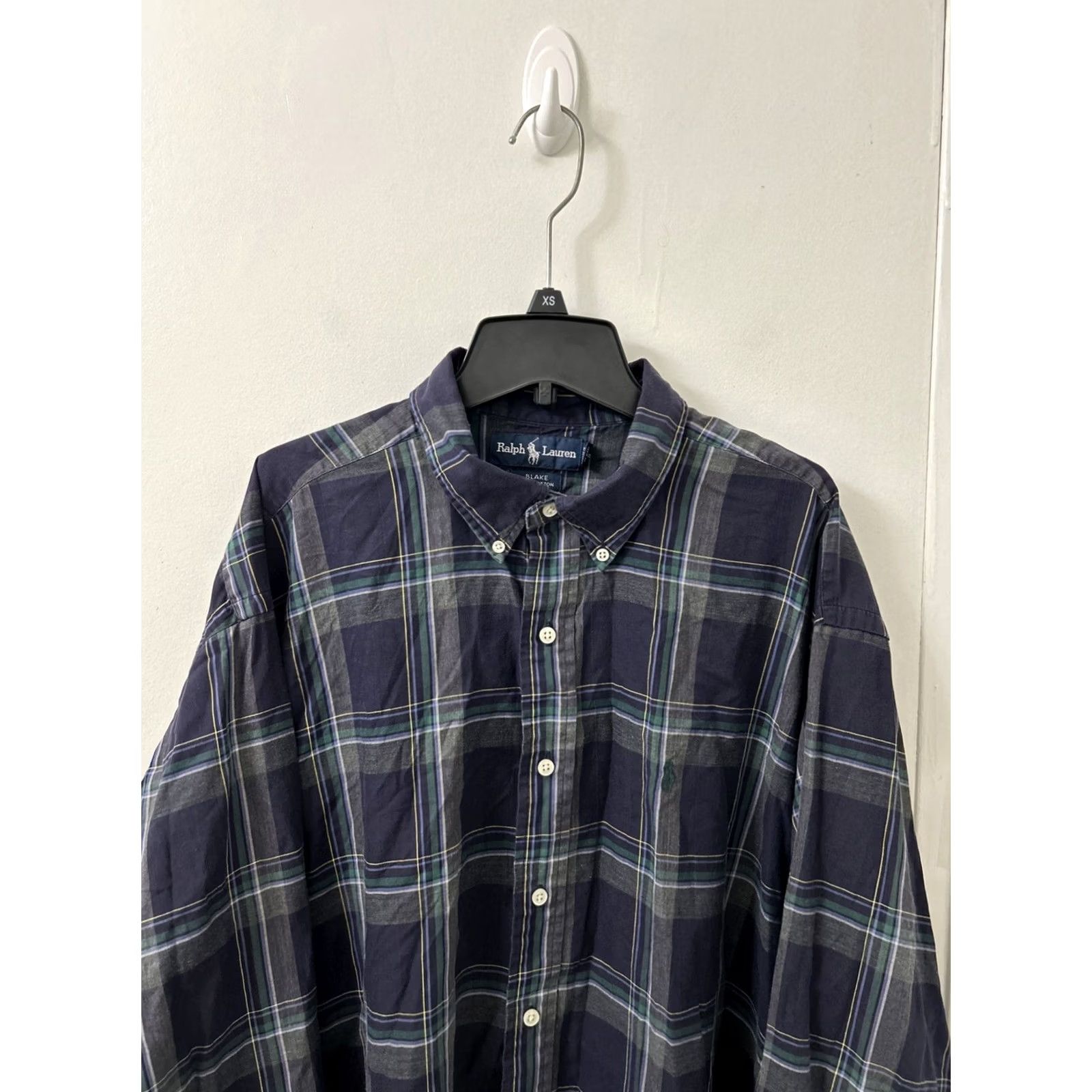 Ralph Lauren VINTAGE Ralph Lauren Blake Shirt Mens XL Navy Blue Plaid Cotton Button-Down L/S Size US XL / EU 56 / 4 - 2 Thumbnail