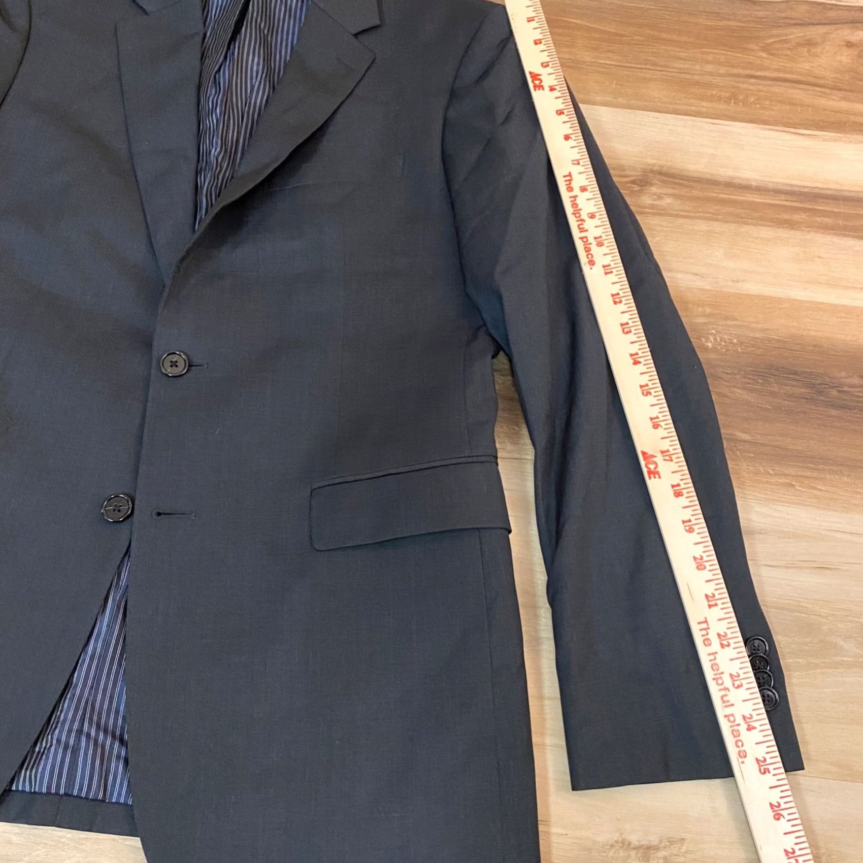 Banana Republic Banana Republic Blazer Mens 38R Gray Marzotto Wool 2 Button Slim Coat Jacket Single-Breasted Notch Lapel 4-Button Sleeve Regular Size 38R - 7 Thumbnail