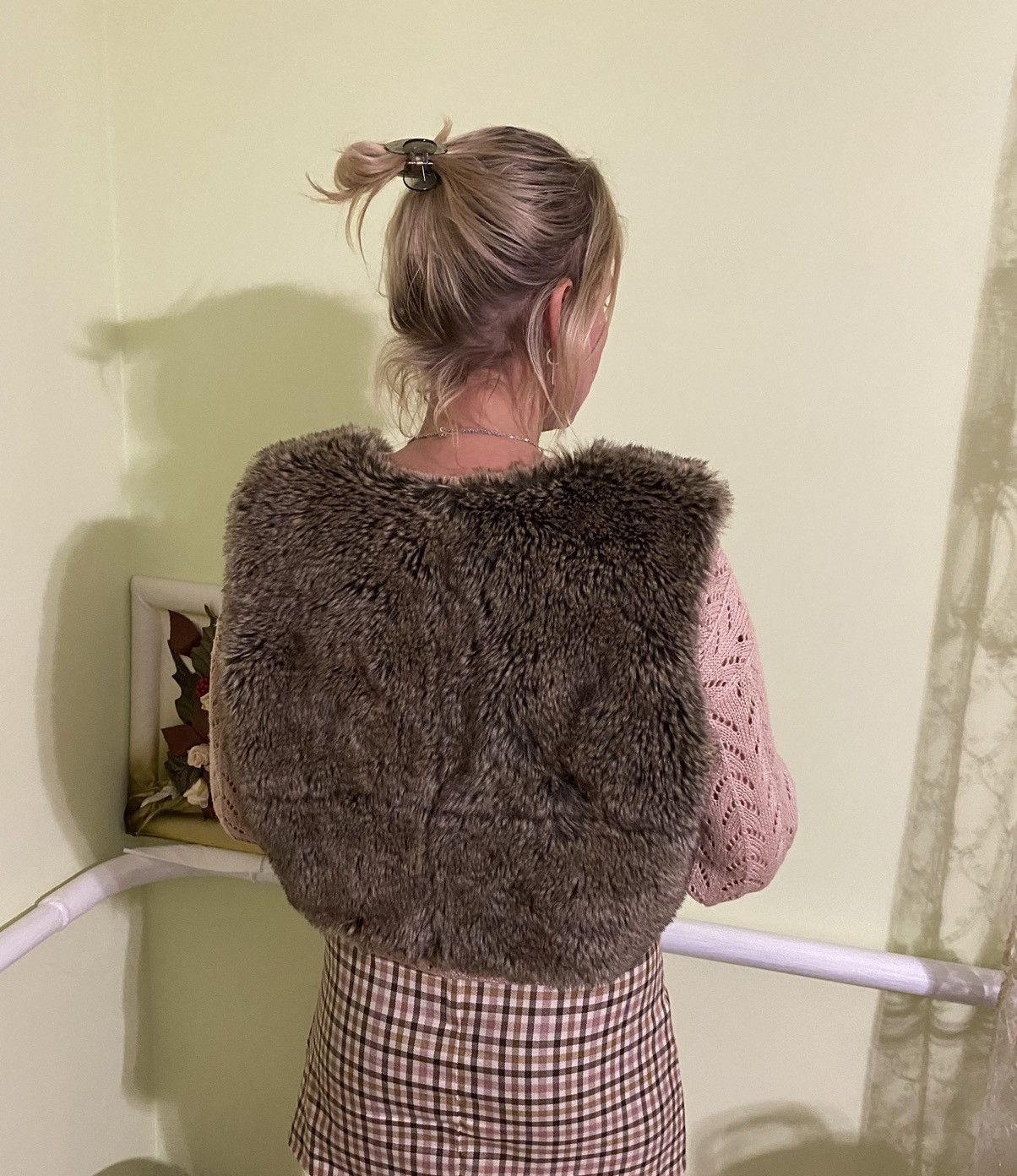 Hysteric Glamour × If Six Was Nine 💥HYPE Varsity Mohair Fuzzy Fluffy Faux Fur Cropped vest OG Size ONE SIZE - 1 Thumbnail