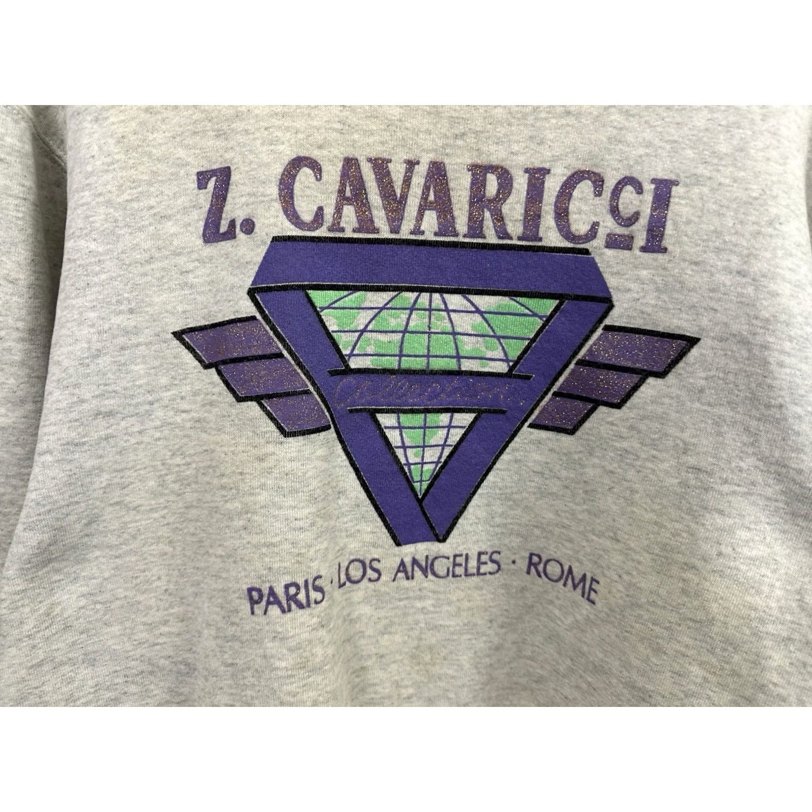 Vintage VTG Z. Cavaricci Sweatshirt Mens L Heather Gray Pullover High Waisted Denim Jean Promo Crewneck Size L Size US L / EU 52-54 / 3 - 4 Thumbnail