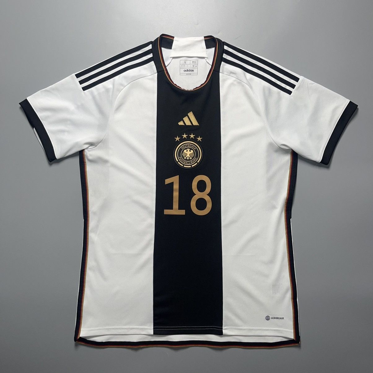 Adidas GERMANY ADIDAS 2022 WORLD CUP FOOTBALL JERSEY #18 KLINSMANN Size US L / EU 52-54 / 3 - 2 Thumbnail