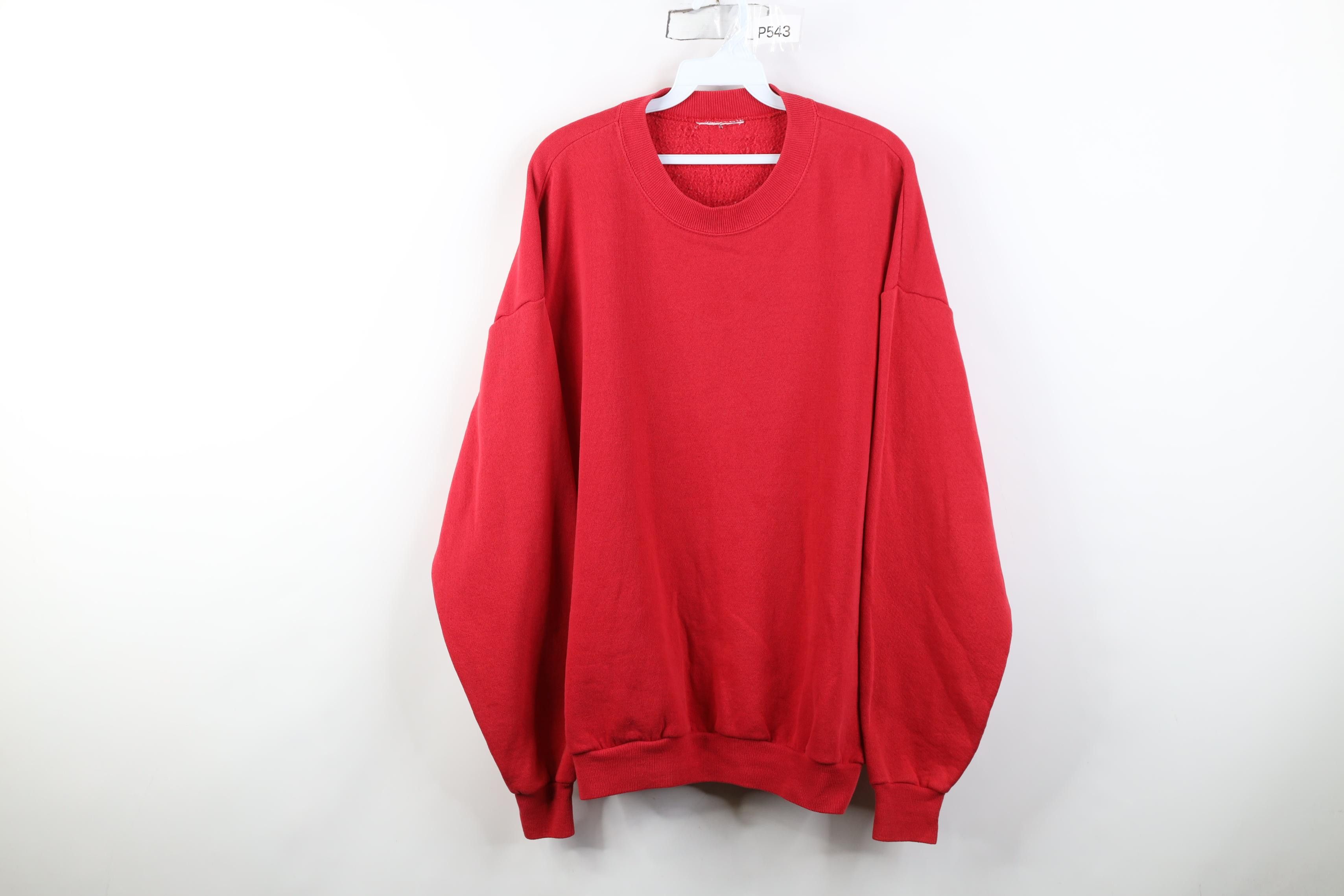 Vintage Vintage 90s Streetwear Blank Crewneck Sweatshirt Cherry Red Size US XL / EU 56 / 4 - 1 Thumbnail