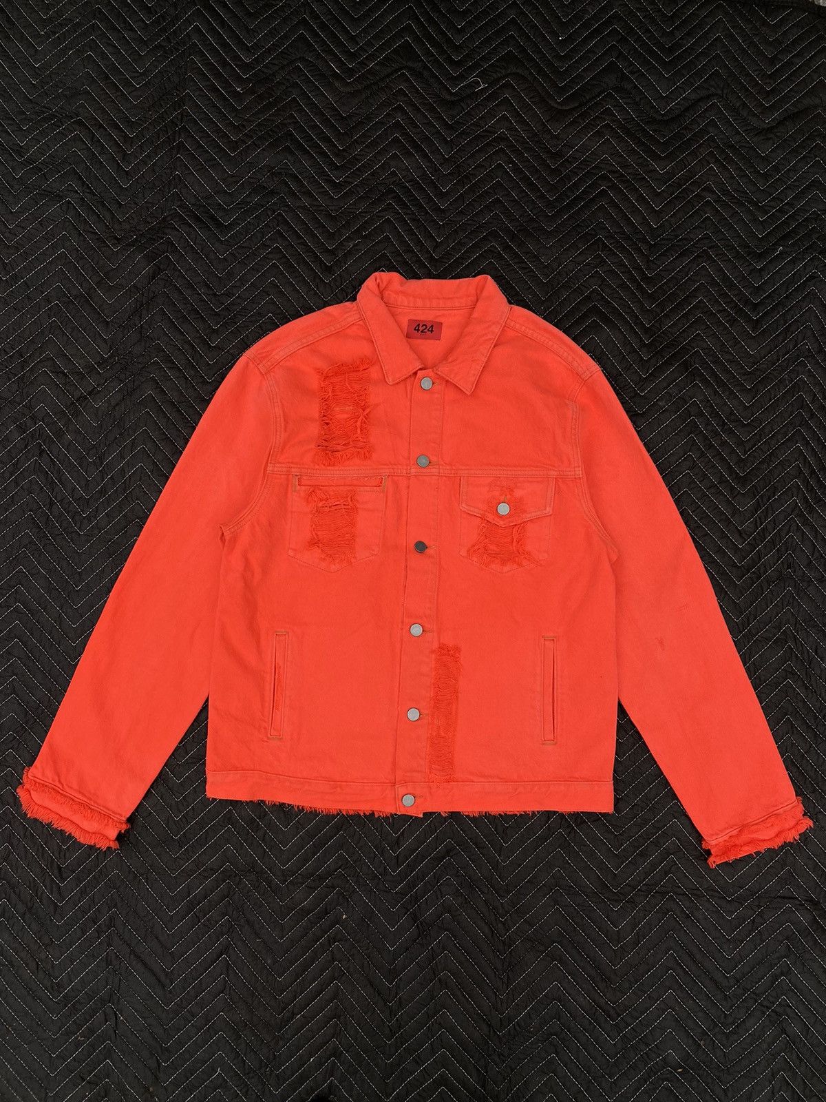 image of 424 On Fairfax 424 Orange Denim Jacket, Men's (Size Large)