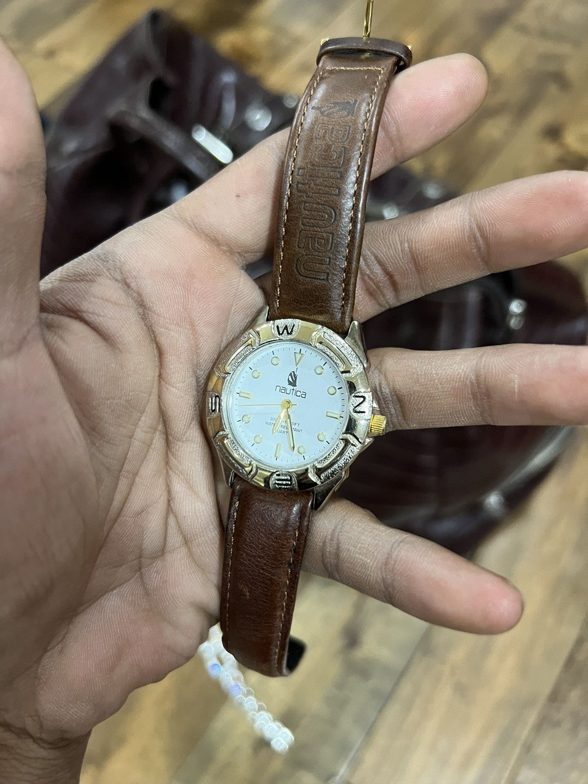 Nautica Nautica 383 WR1000FT Brown Leather Sport Mens watch Size ONE SIZE - 8 Thumbnail