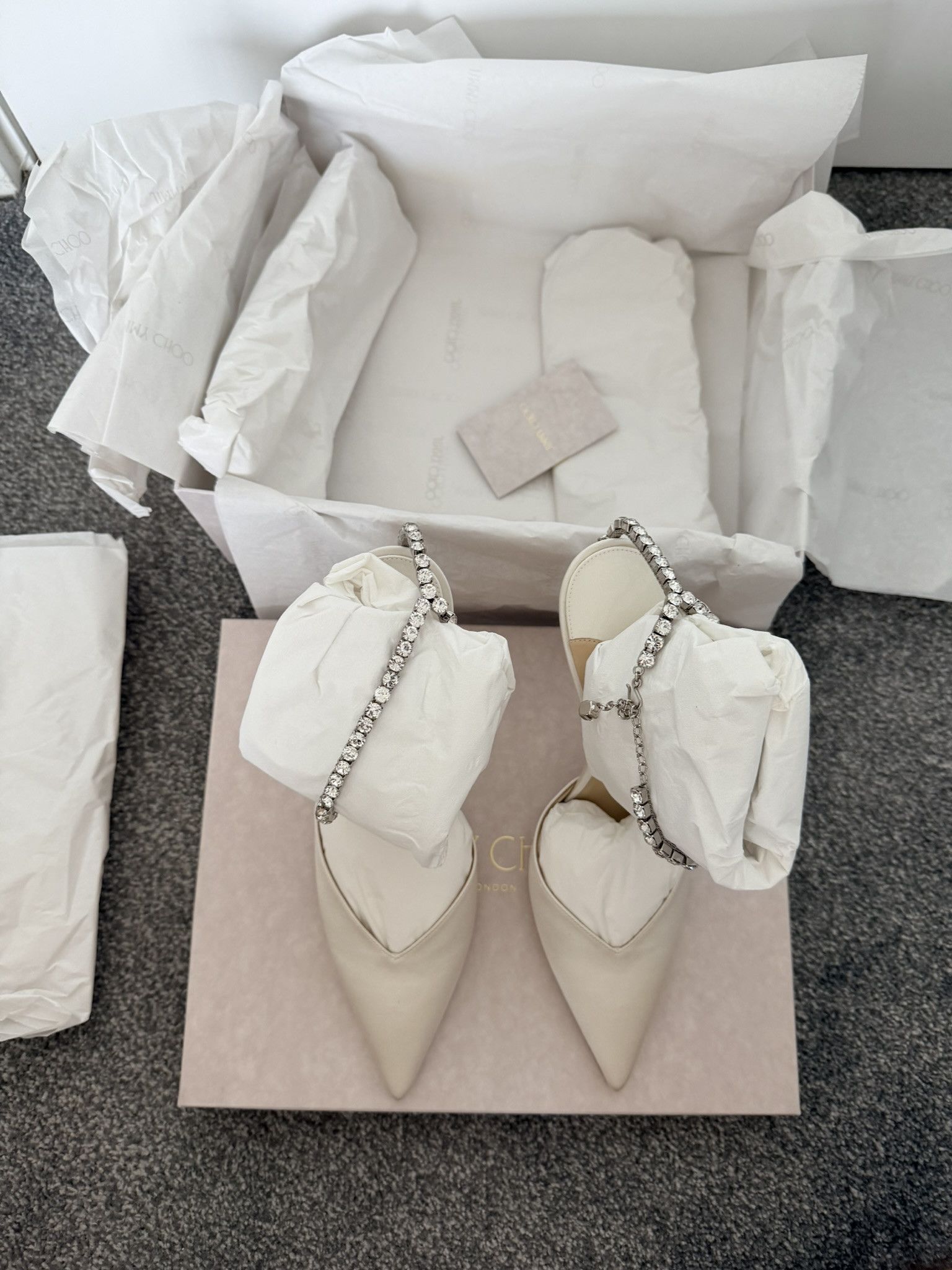 Jimmy Choo Jimmy Choo Saeda 100 Ivory/Crystal Size US 10 / IT 40 - 6 Thumbnail