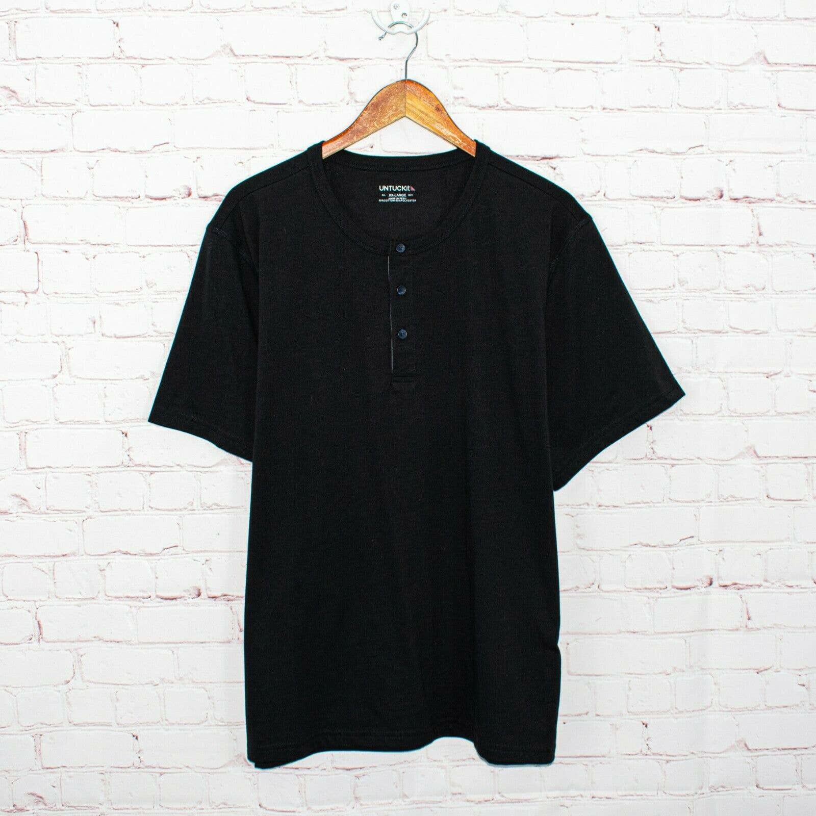 UNTUCKit UNTUCKit Short Sleeve Henley Shirt In Black Cotton Poly | Grailed
