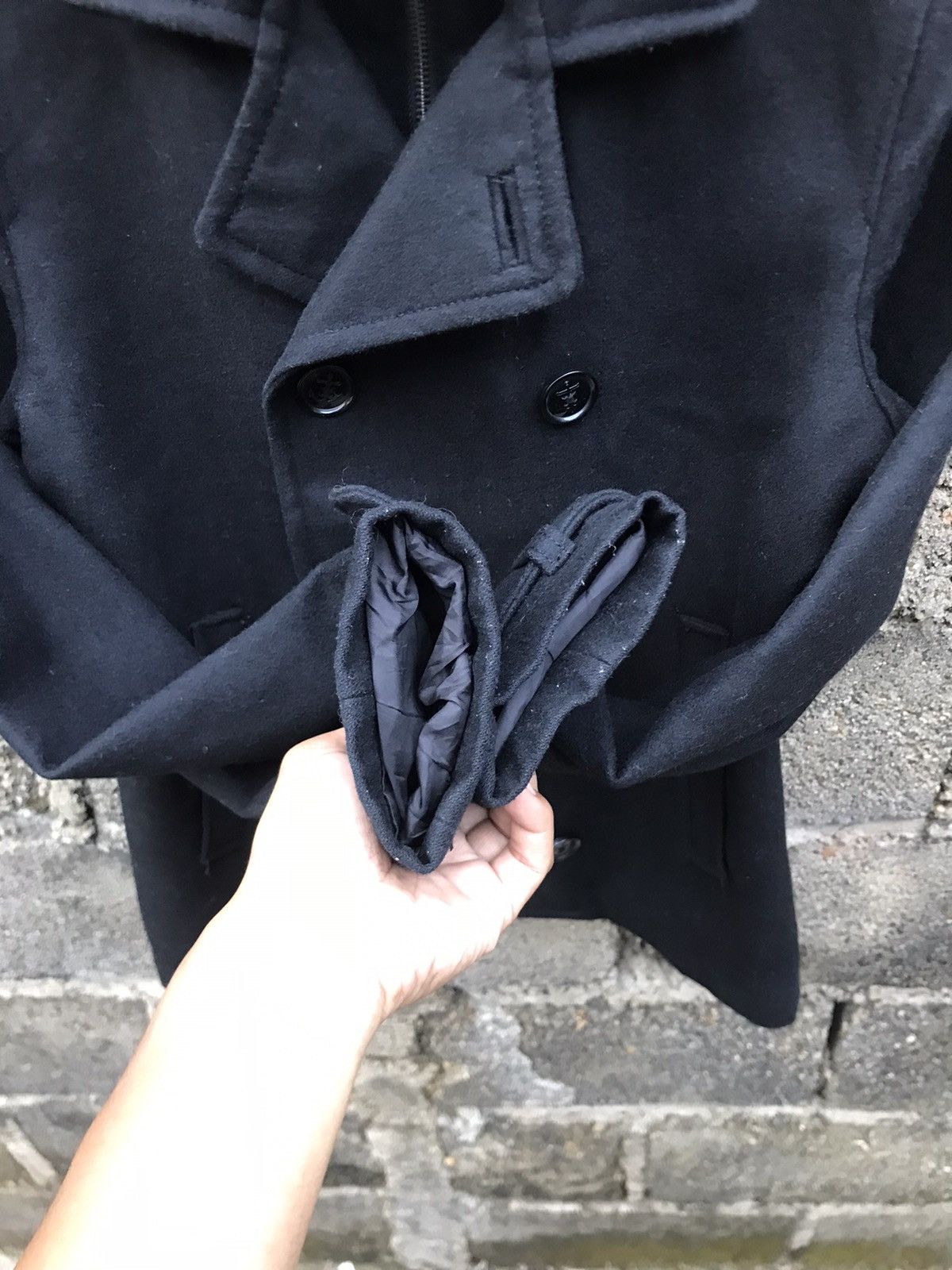 H&M × Japanese Brand × Seditionaries 🌟H&M Black Wool Zip Peacoat Double Breasted Size US S / EU 44-46 / 1 - 10 Thumbnail