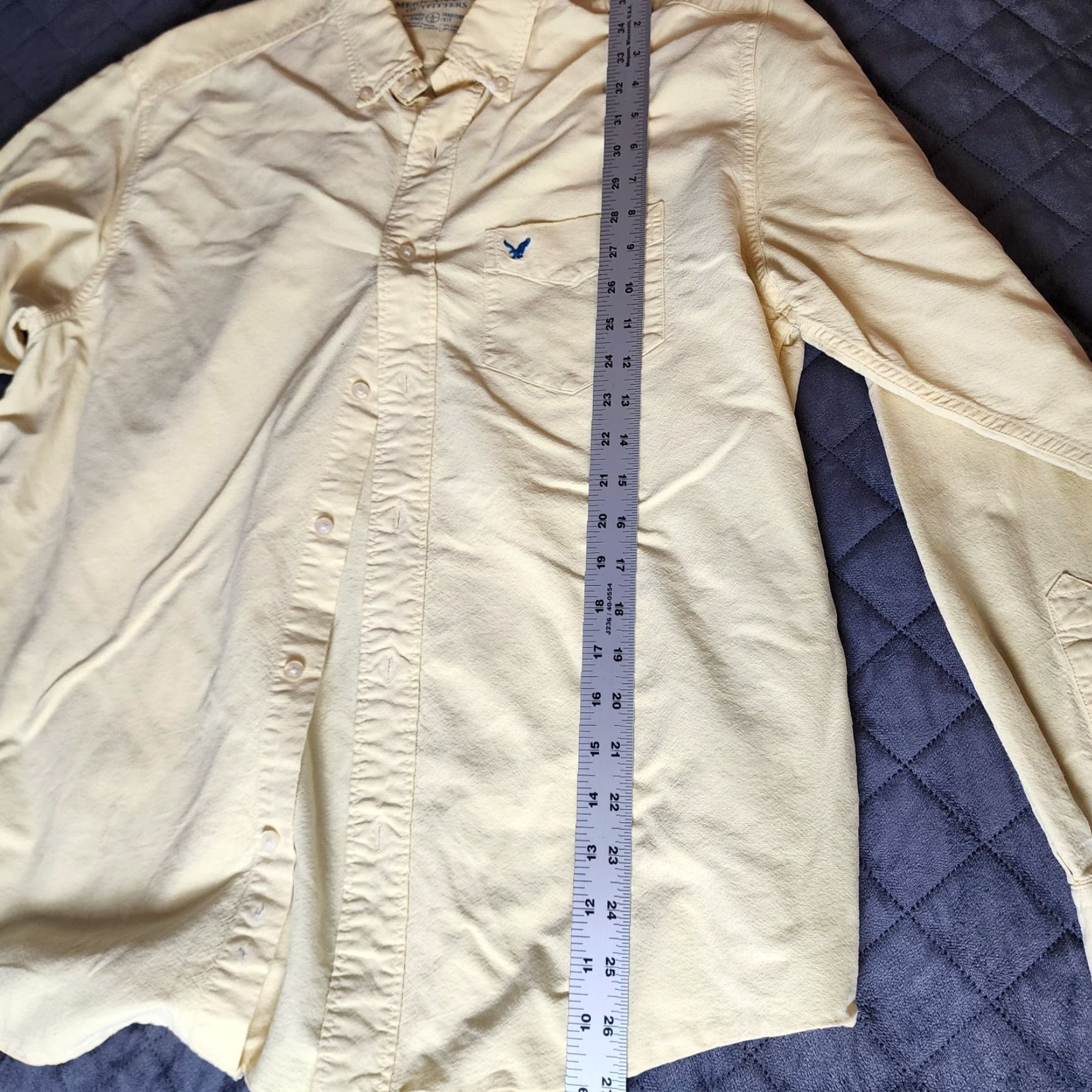American Eagle Outfitters American Eagle Outfitters Button-Up Shirt Mens Large Button Down Long Sleeve Yellow Solid Cotton Size US L / EU 52-54 / 3 - 5 Thumbnail