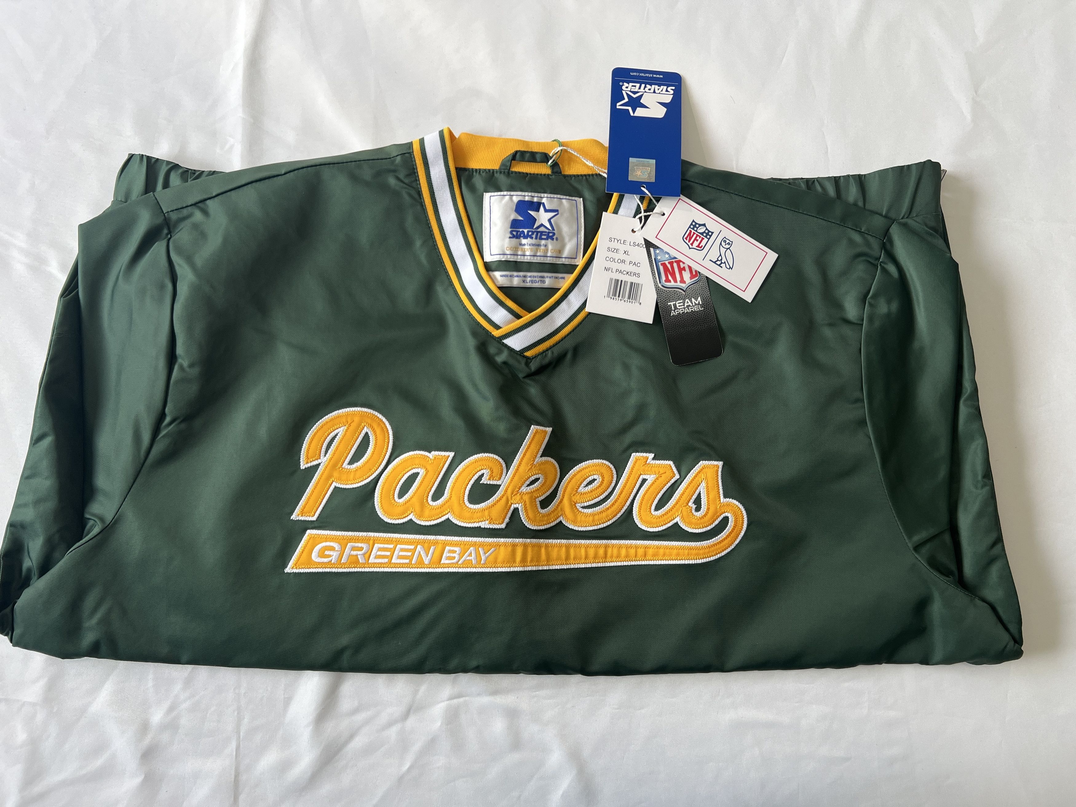 Drake × NFL × October's Very Own OVO x NFL GREEN BAY PACKERS STARTER® TRAINER PULLOVER JACKET Size US XL / EU 56 / 4 - 2 Thumbnail