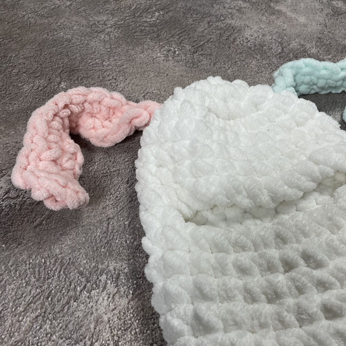 Vintage Vintage 90s Y2K Mohair Beanie Pink White Mint Knit Grunge OS Size ONE SIZE - 5 Thumbnail