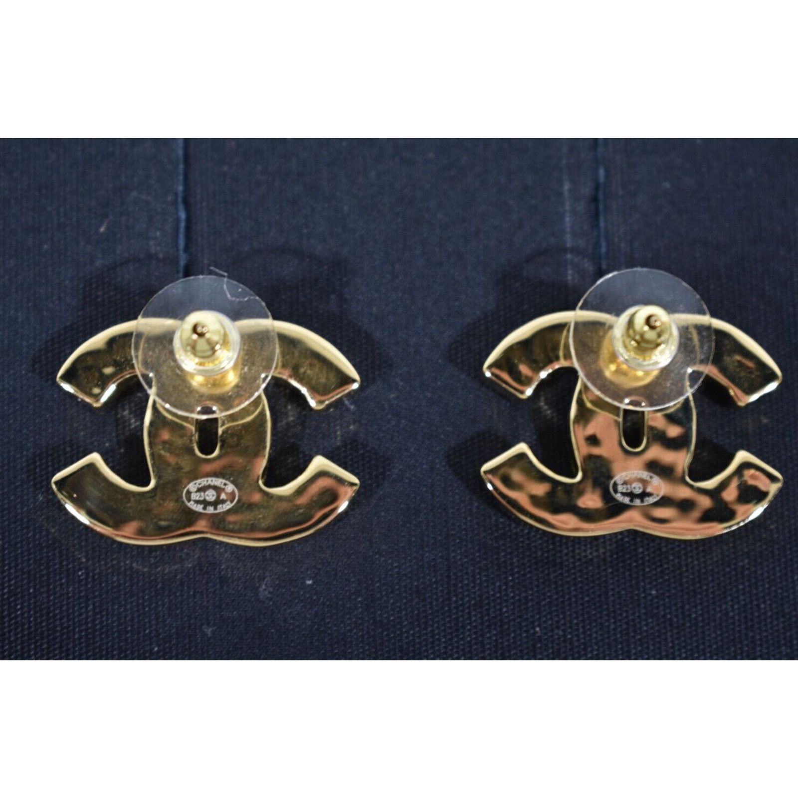 Chanel Chanel Gold Orange Red Interlocking Statement Stud Earrings Size ONE SIZE - 12 Thumbnail