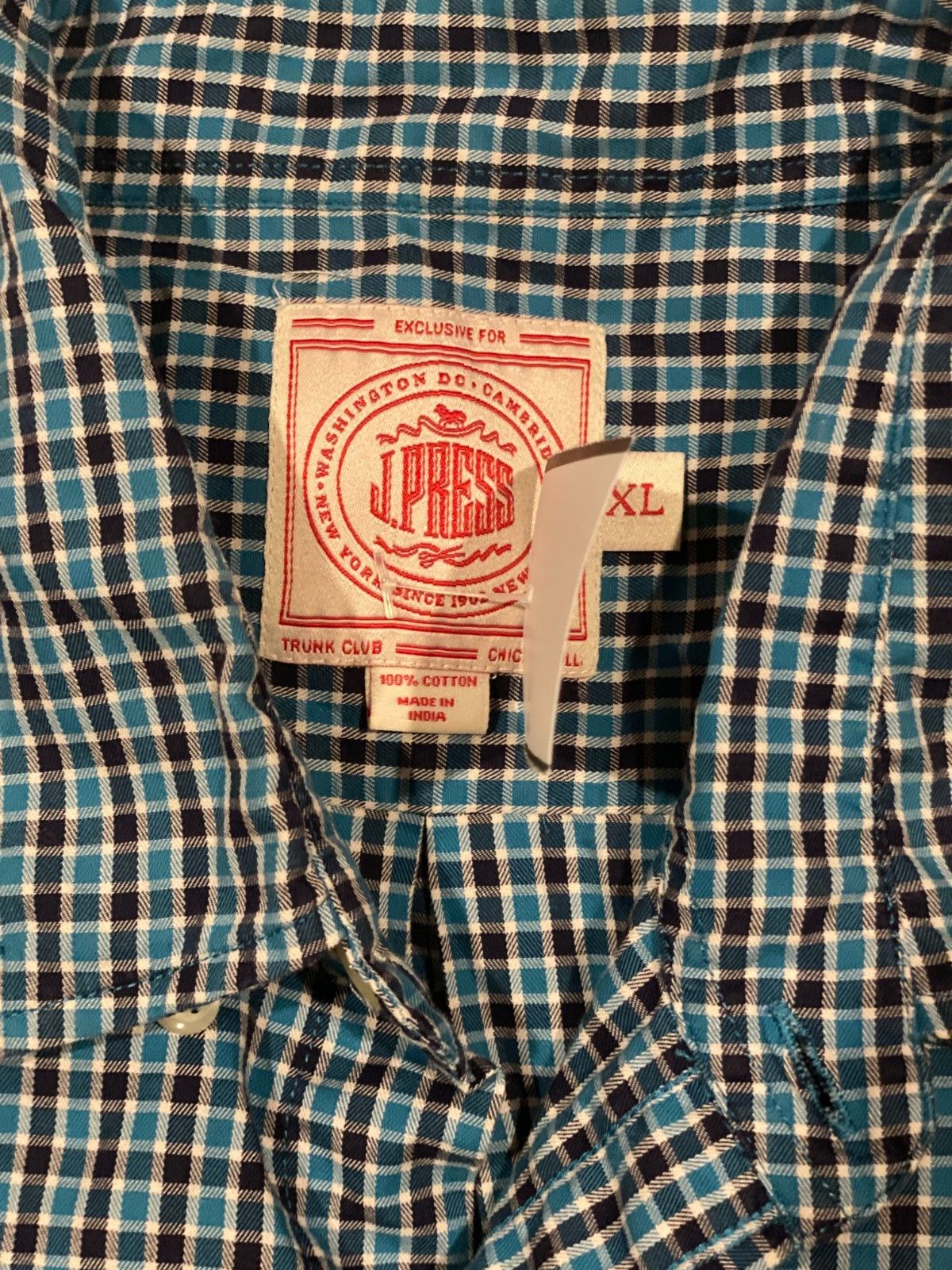 J. Press J. PRESS Mens Size XL Blue Gingham Check Button Down Sport Size US XL / EU 56 / 4 - 2 Thumbnail