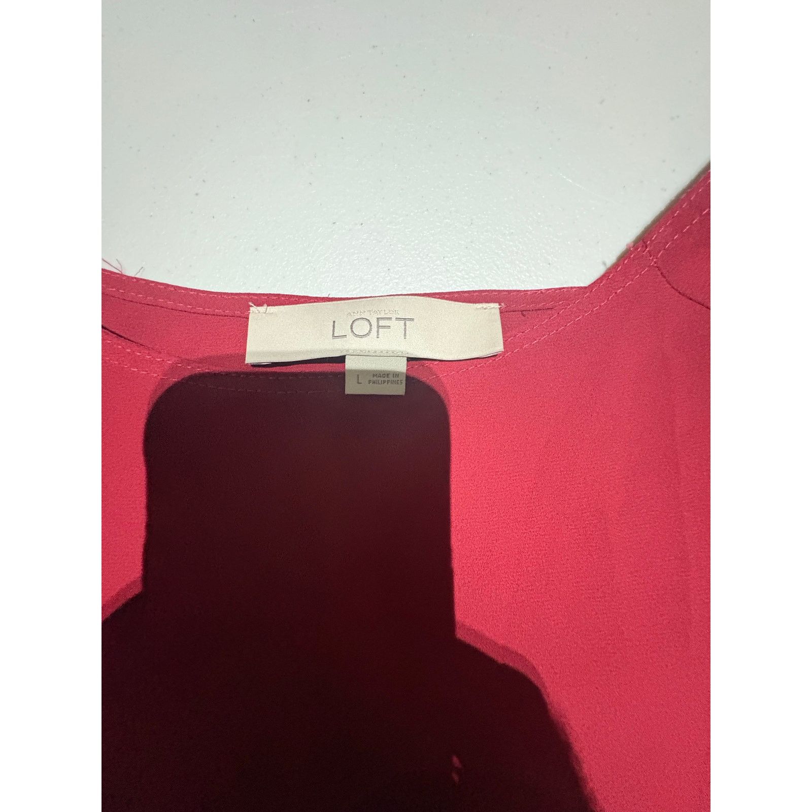 Loft Ann Taylor LOFT Women’s Red Short Sleeve Blouse Size L Size L / US 10 / IT 46 - 3 Thumbnail