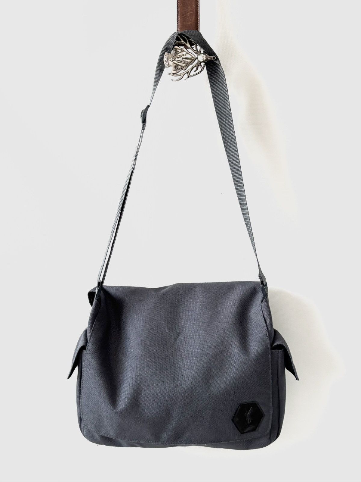 Vintage YVES Saint Laurent Messenger Bag in Grey, Men's