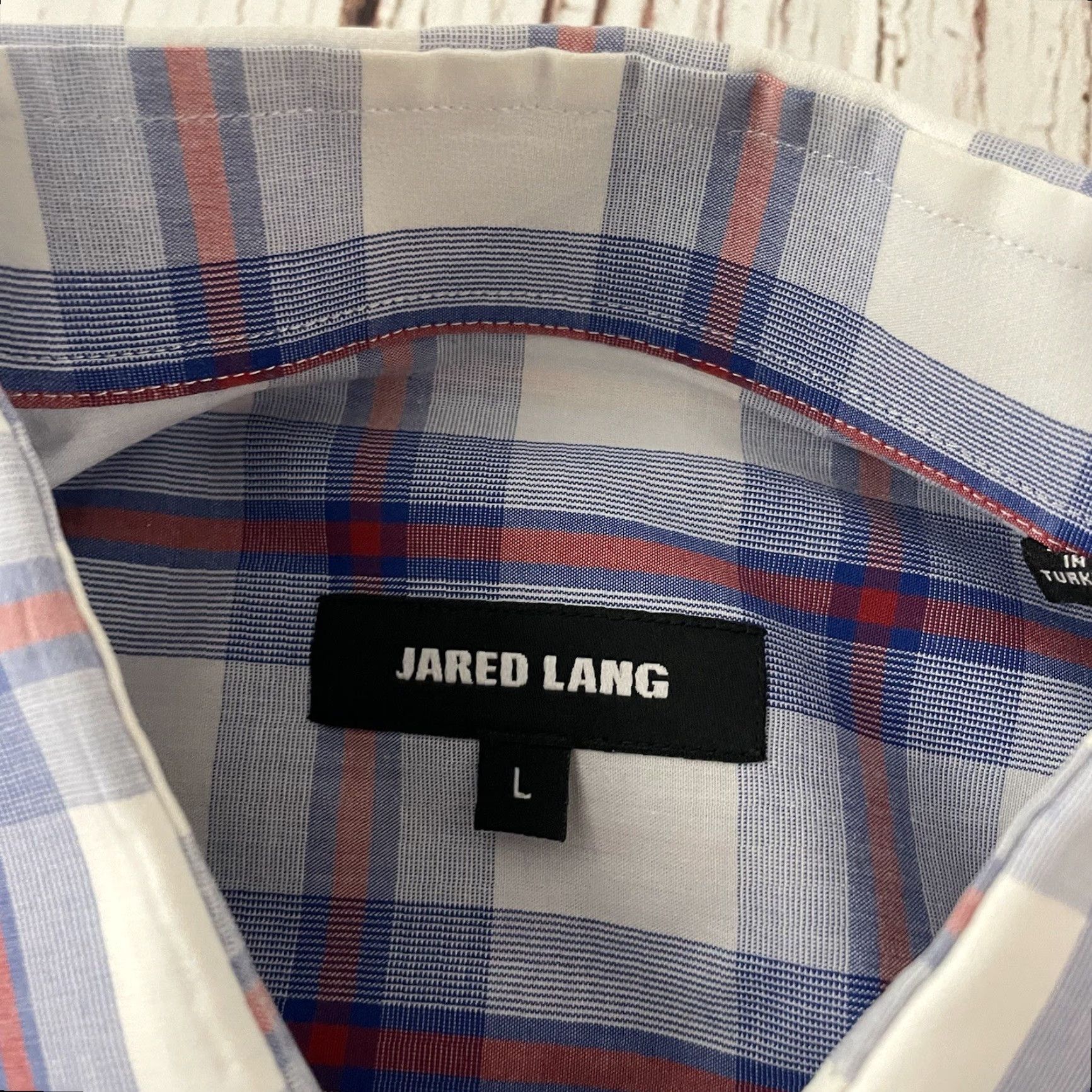 Jared Lang Jared Lang Plaid Shirt Button-Up Long Sleeve Men Large Blue White Red Colorful Cotton Size US L / EU 52-54 / 3 - 2 Thumbnail