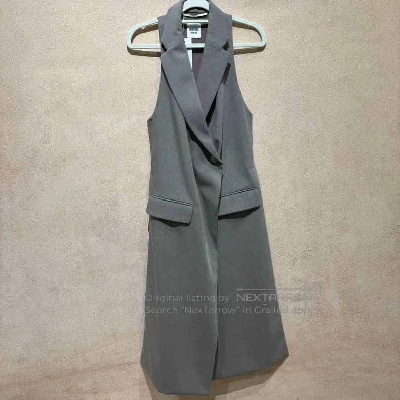 Hermes Hermes Solid Color Long Vest Blazer - Women's - Taupe Size XXS / US 00 / IT 34 - 5 Thumbnail