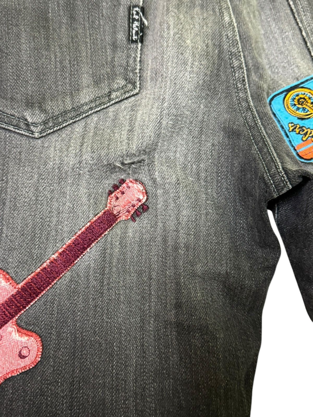 Hysteric Glamour × Karl Helmut × Vintage VINTAGE KARL HELMUT EMBROIDERY GUITAR DISTRESSED DENIM Size US 30 / EU 46 - 16 Thumbnail