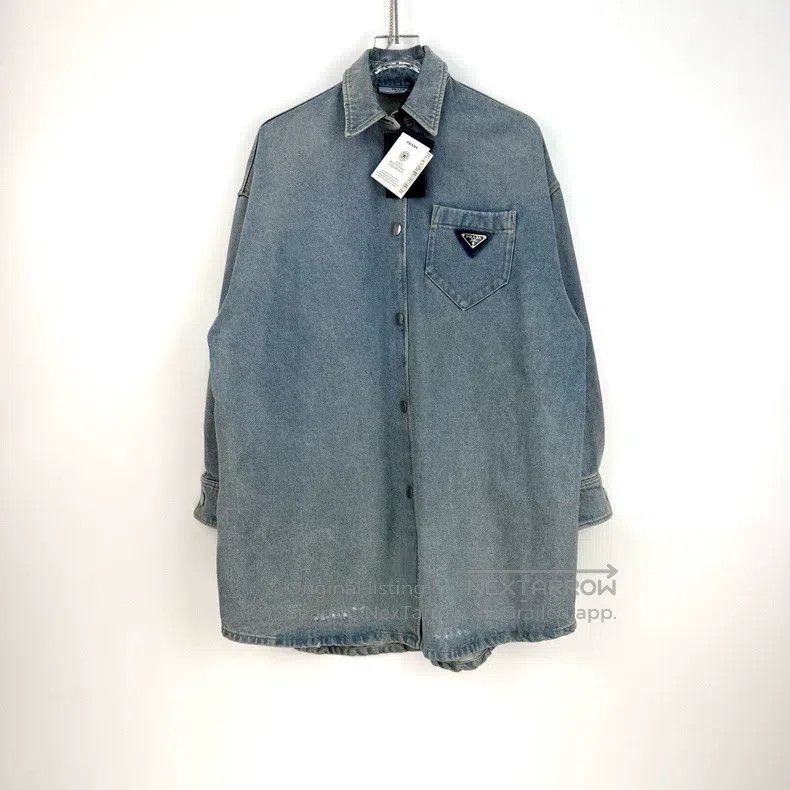 Prada Prada Washed blue metal triangle logo denim jacket Size XS / US 0-2 / IT 36-38 - 3 Thumbnail