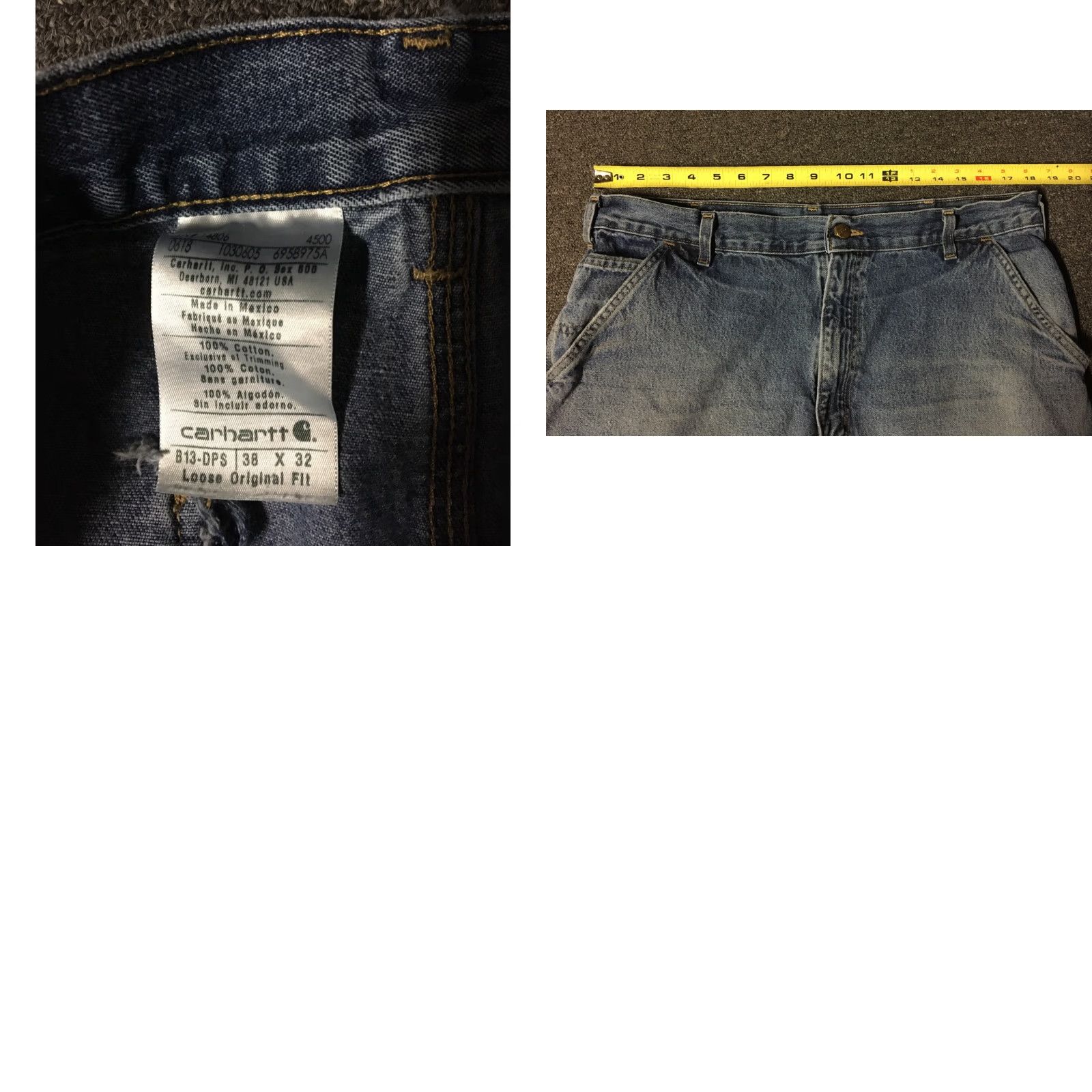 Carhartt VINTAGE Carhartt Jeans 36/32 Faded Distress 90s Work Biker Grunge Skate WIP B13 USA Size US 36 / EU 52 - 8 Thumbnail