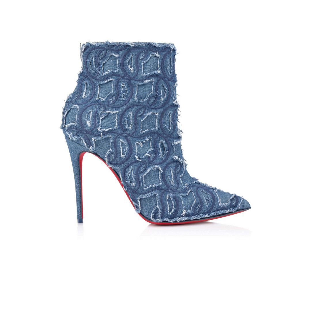 Christian Louboutin os11x0526 So Kate Booty Toile Denim 10mm Brode Boots in Blue Size US 9 / IT 39 - 1 Thumbnail