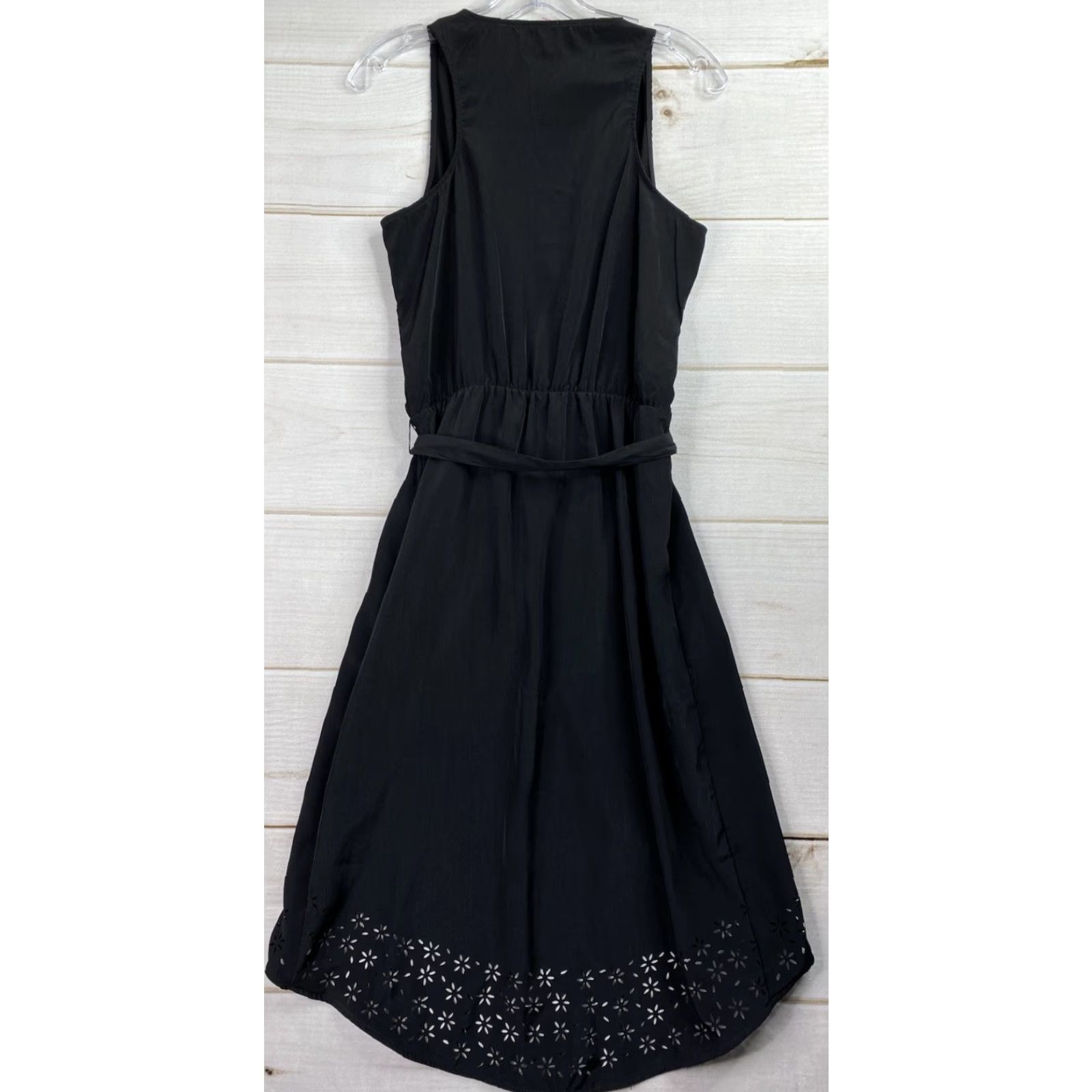 Vintage RD style Dress S Black Faux Wrap Eyelet Trim V Neck Sleeveless Knee-Length NWT Casual Womens Size L / US 10 / IT 46 - 7 Thumbnail