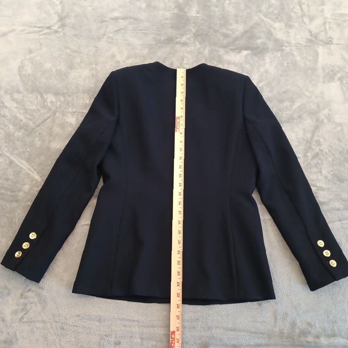 Kasper Kasper Blazer Womens Blazer Blue Herringbone Five-Button Kasper Jacket 100% Polyester Regular Size 4 Womens Blue Size S / US 4 / IT 40 - 7 Thumbnail
