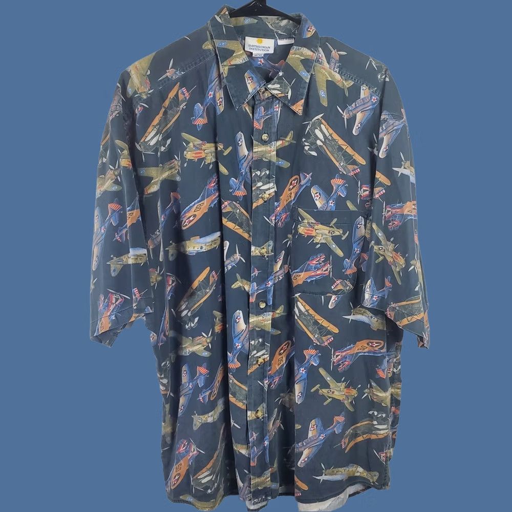 Vintage VINTAGE Smithsonian Airplane Shirt Mens XL Black All Over Print Military Size US XL / EU 56 / 4 - 1 Thumbnail