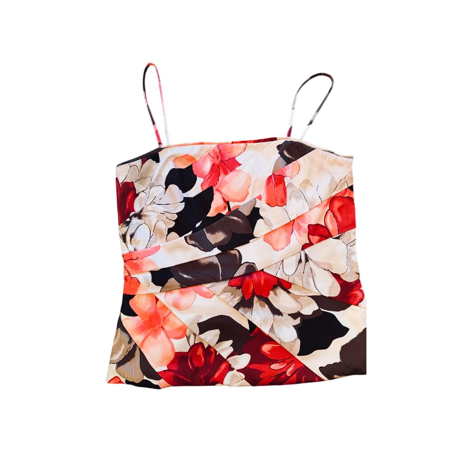 White House Black Market WHBM Floral Pleated Surplice Top US 8 EUC Size M / US 6-8 / IT 42-44 - 3 Thumbnail