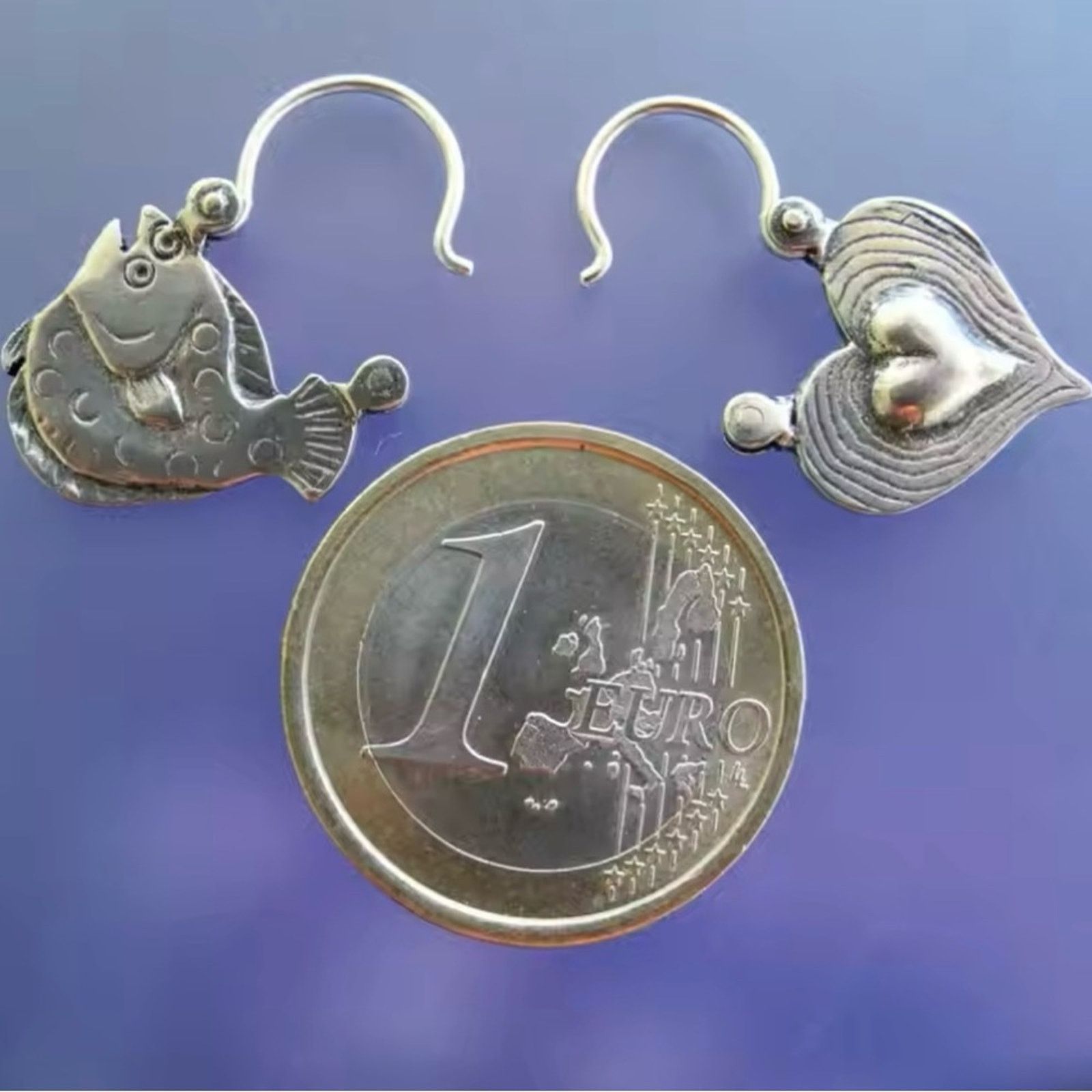 Other Heart Earrings Retro silver hoops earrings for women Size ONE SIZE - 2 Thumbnail