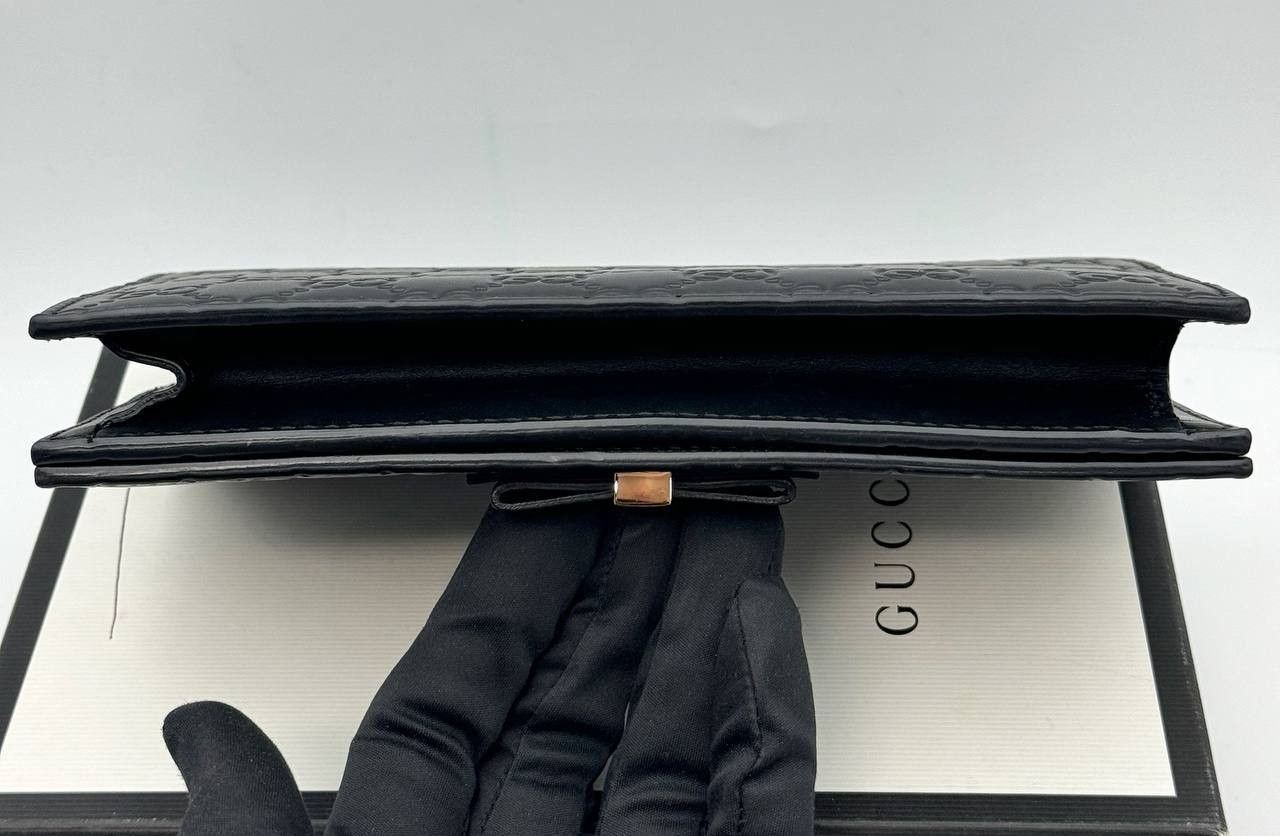 Gucci Gucci Wallet Chain Crossbody Bag Guccisima Leather Black Size ONE SIZE - 14 Thumbnail