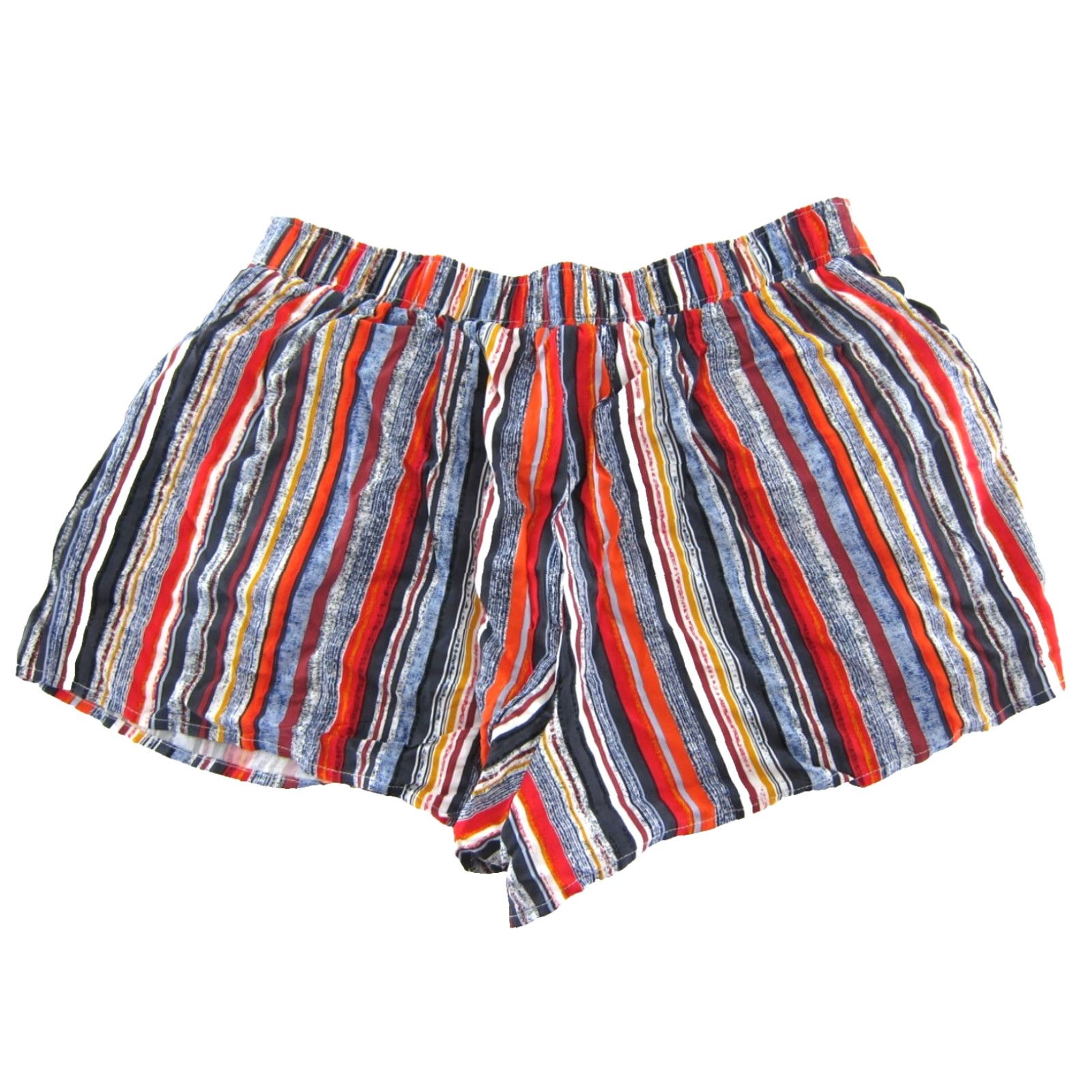 Vintage VINTAGE Mustard Seed Chino Shorts L Womens 30" waist 2.5" inseam Pocket Striped Rayon Gray Orange Red NWT Size 36" / US 14 / IT 50 - 2 Thumbnail