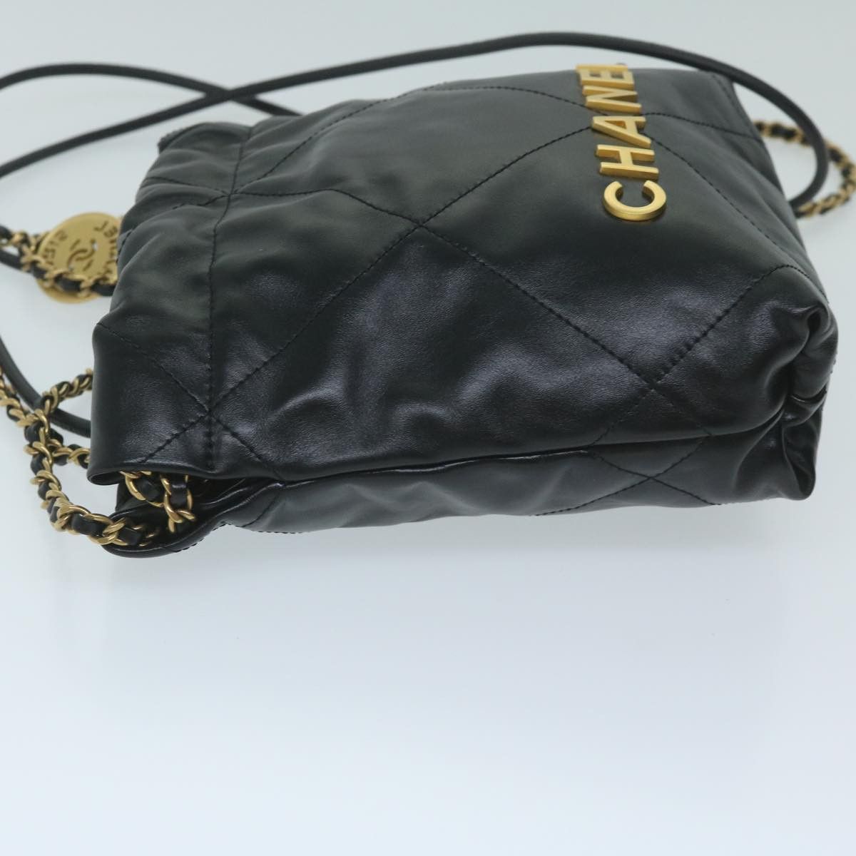 Chanel CHANEL CHANEL 22 Chain Hand Bag Leather Black As3980 CC Size ONE SIZE - 4 Thumbnail
