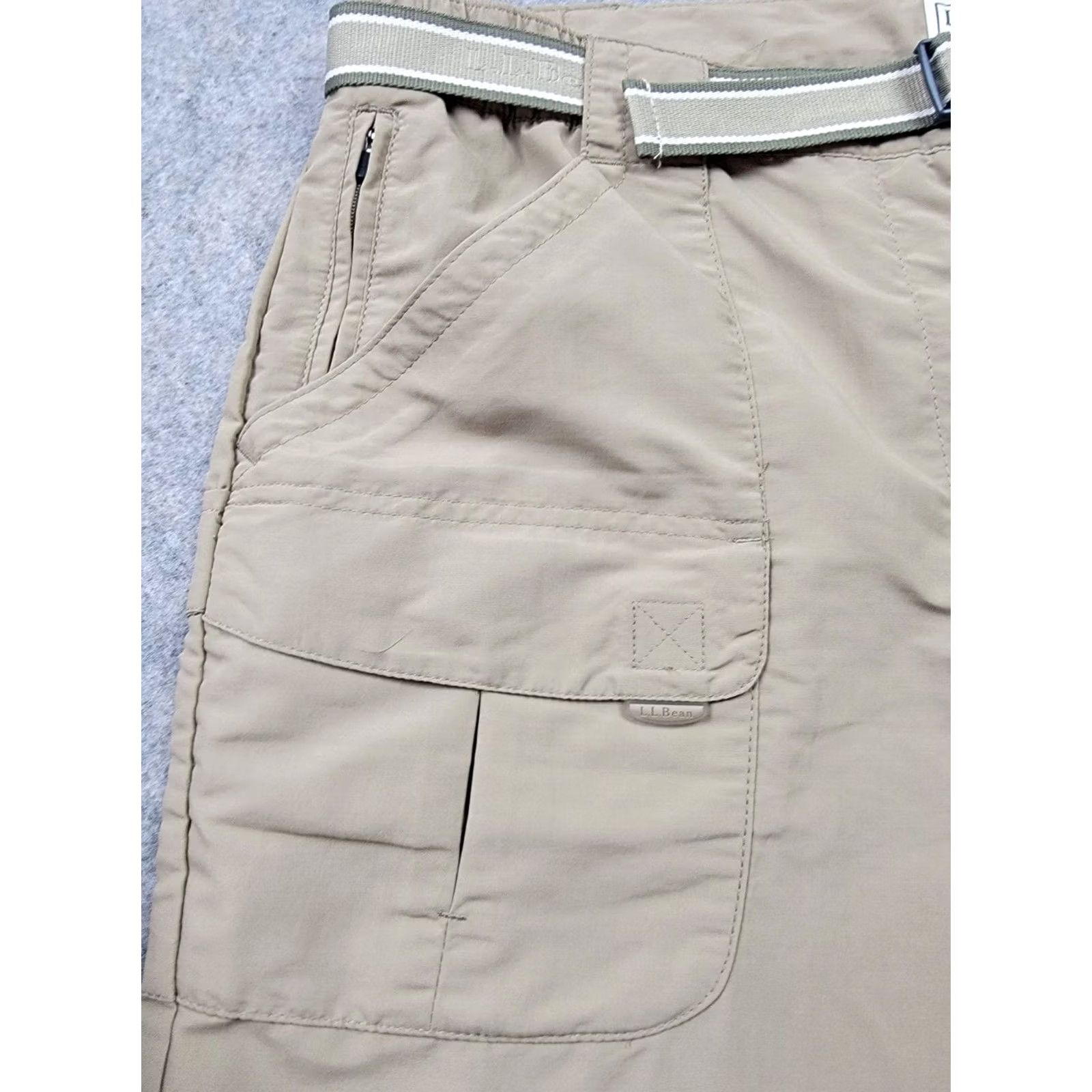 Vintage LL Bean Pants Mens Large Brown Nylon Cargo Belted Outdoor Hiking Camping Fishing Shirt Pants (Cargo) Men Regular Brown Size US 33 - 2 Thumbnail