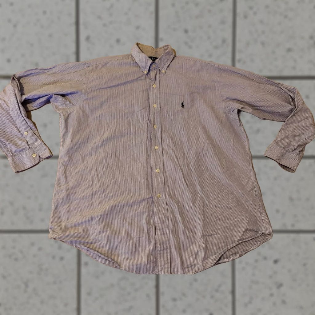Polo Ralph Lauren Polo Ralph Lauren Shirt Mens Dress Button-Up L Large Blue Cotton Long Sleeve Size 42R - 1 Thumbnail