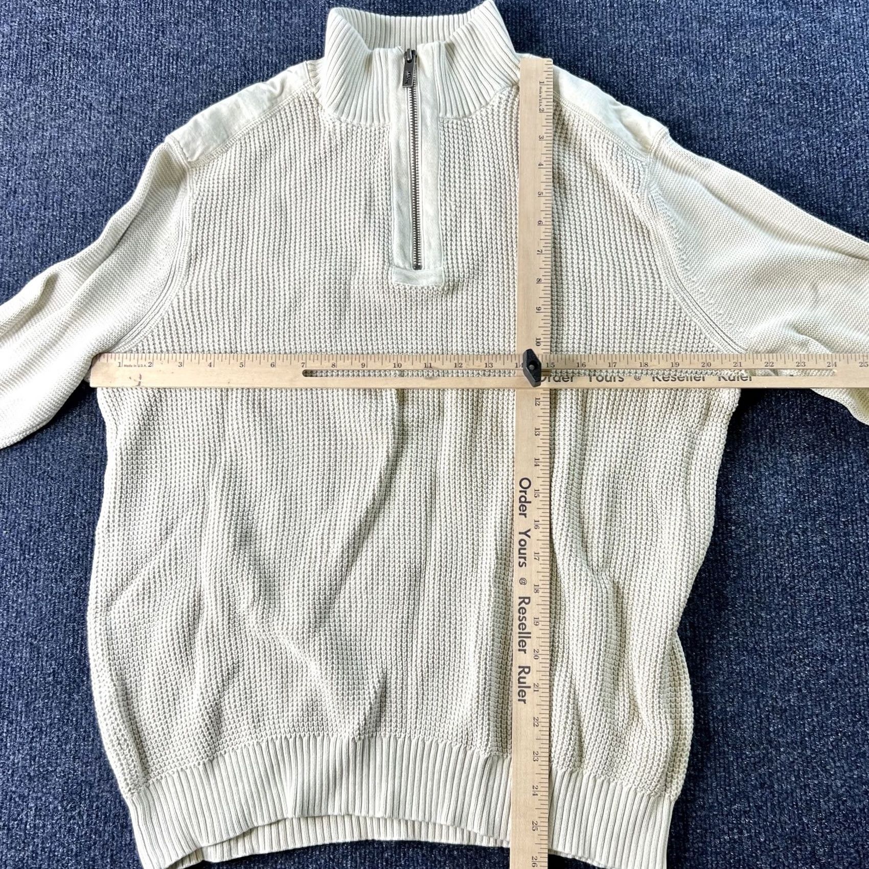 Tommy Bahama Tommy Bahama Sweater Mens L Beige Textured Cotton Half Zip Pullover Knit Size US L / EU 52-54 / 3 - 4 Thumbnail