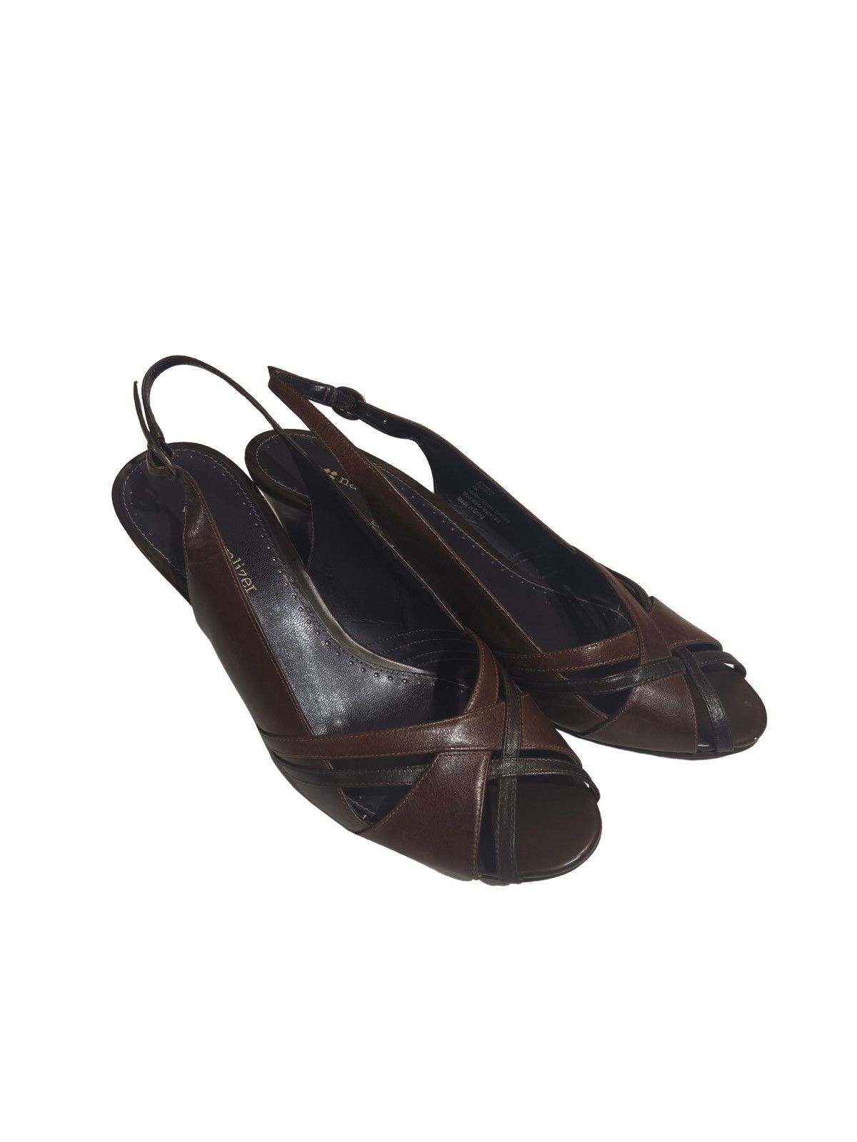 Naturalizer Brown leather slingback Heels.wf7521 Size US 8 / IT 38 - 10 Thumbnail