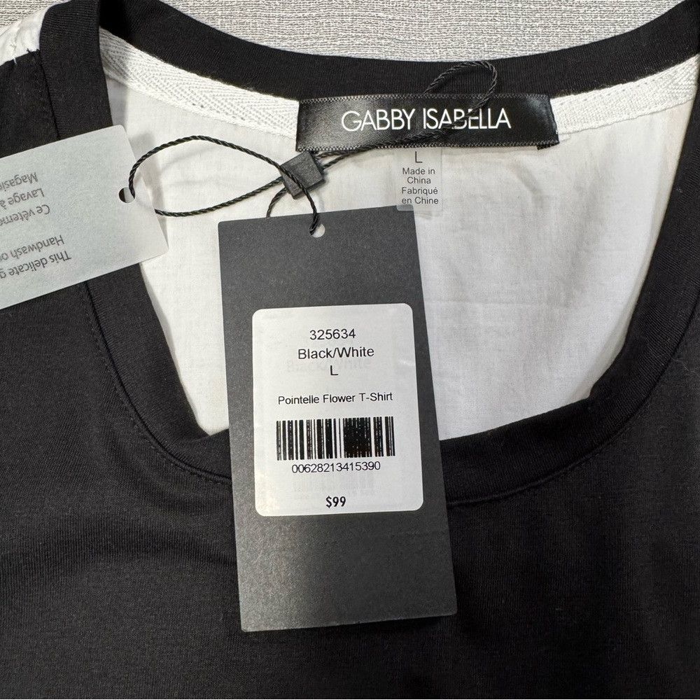 Other NWT New $99 Gabby Isabella Pointelle Flower Cotton Blouse S Size L / US 10 / IT 46 - 7 Thumbnail